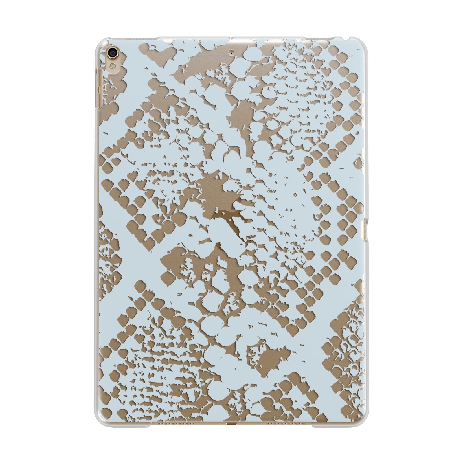 Sky Blue Snakeskin Apple iPad Gold Case