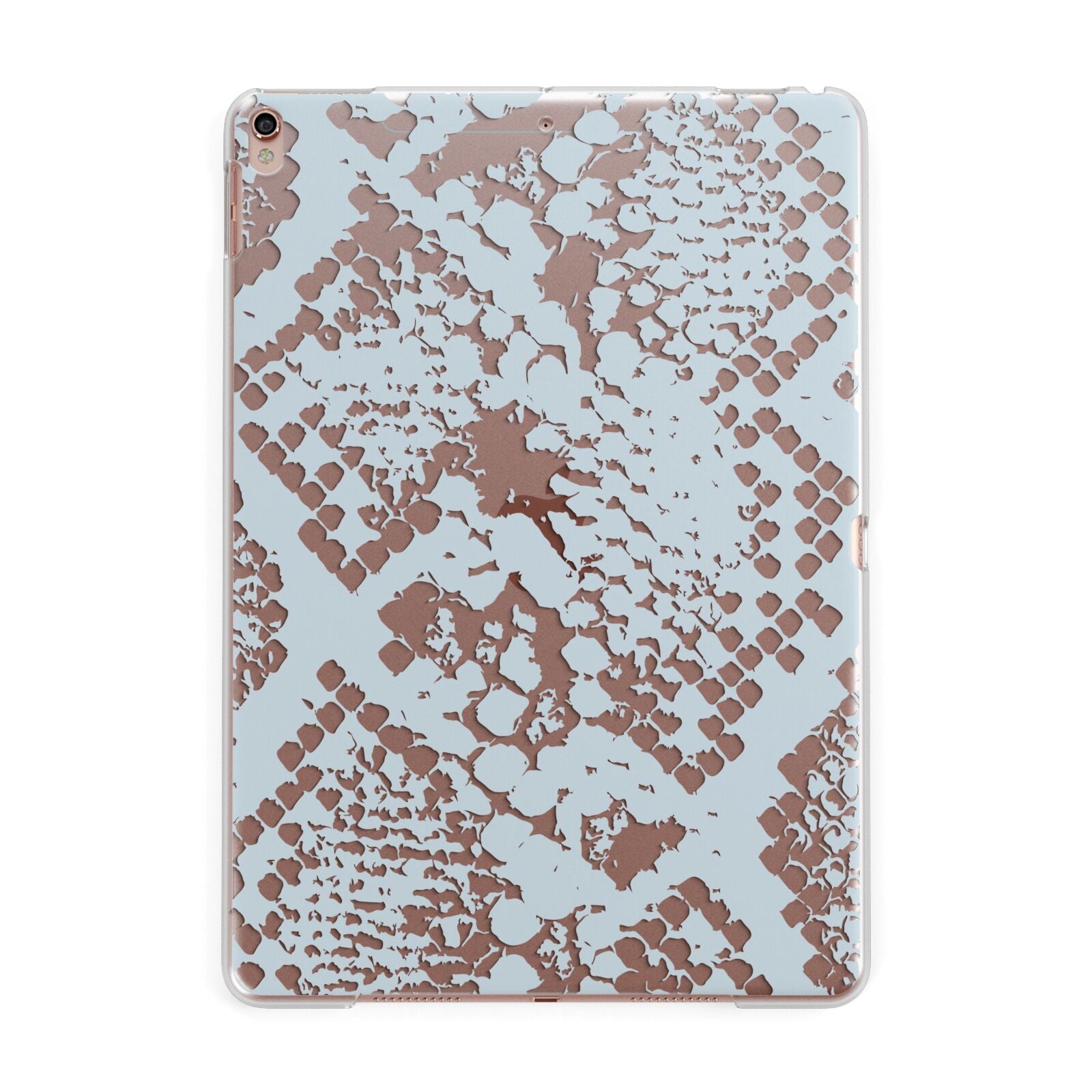 Sky Blue Snakeskin Apple iPad Rose Gold Case