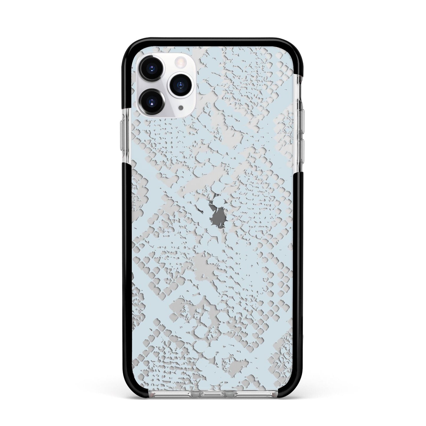 Sky Blue Snakeskin Apple iPhone 11 Pro Max in Silver with Black Impact Case