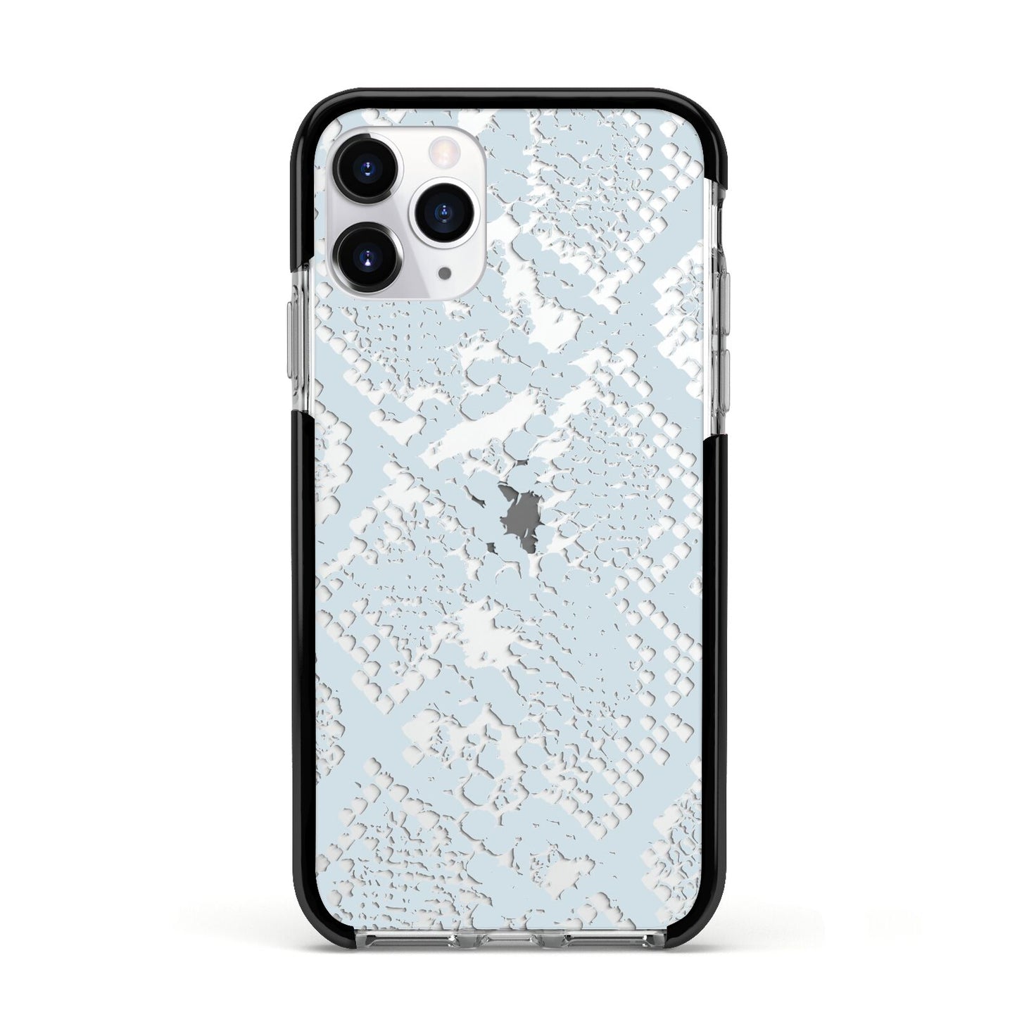 Sky Blue Snakeskin Apple iPhone 11 Pro in Silver with Black Impact Case