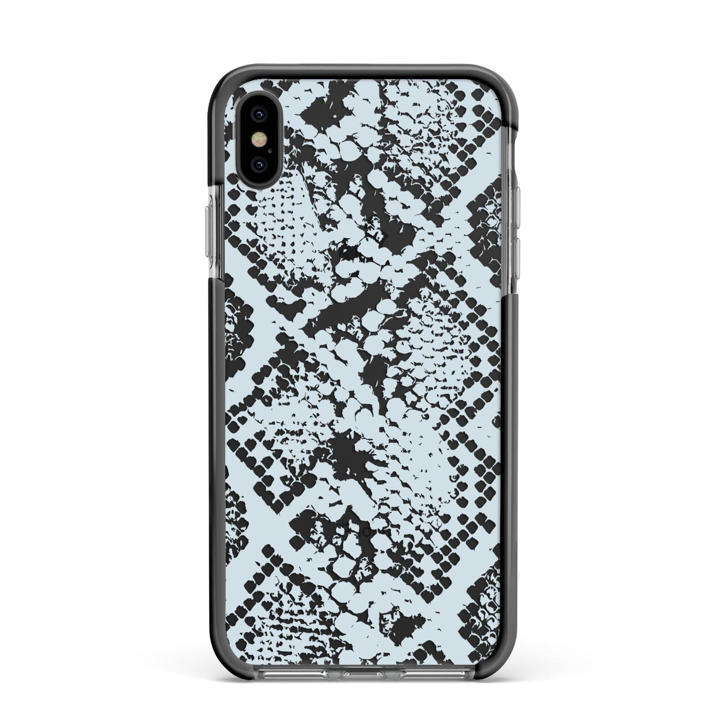 Sky Blue Snakeskin Apple iPhone Xs Max Impact Case Black Edge on Black Phone