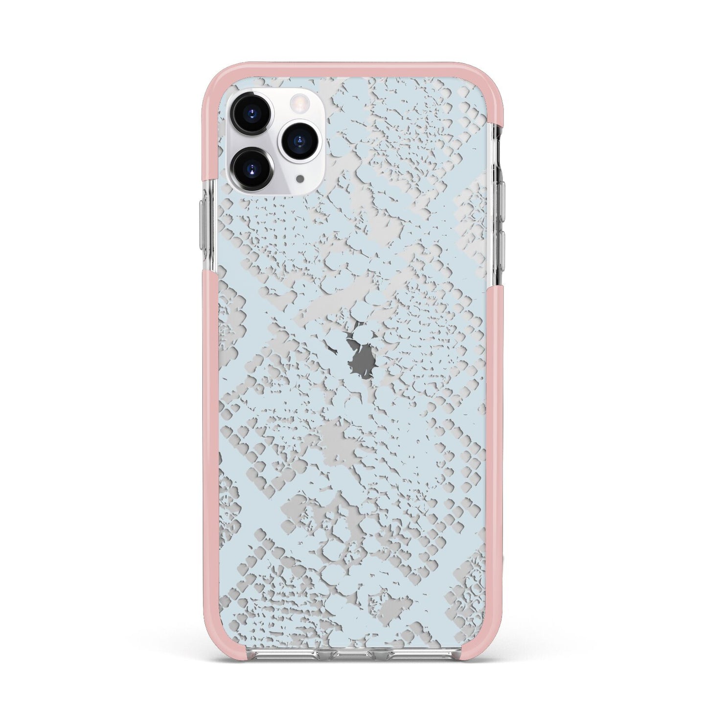 Sky Blue Snakeskin iPhone 11 Pro Max Impact Pink Edge Case