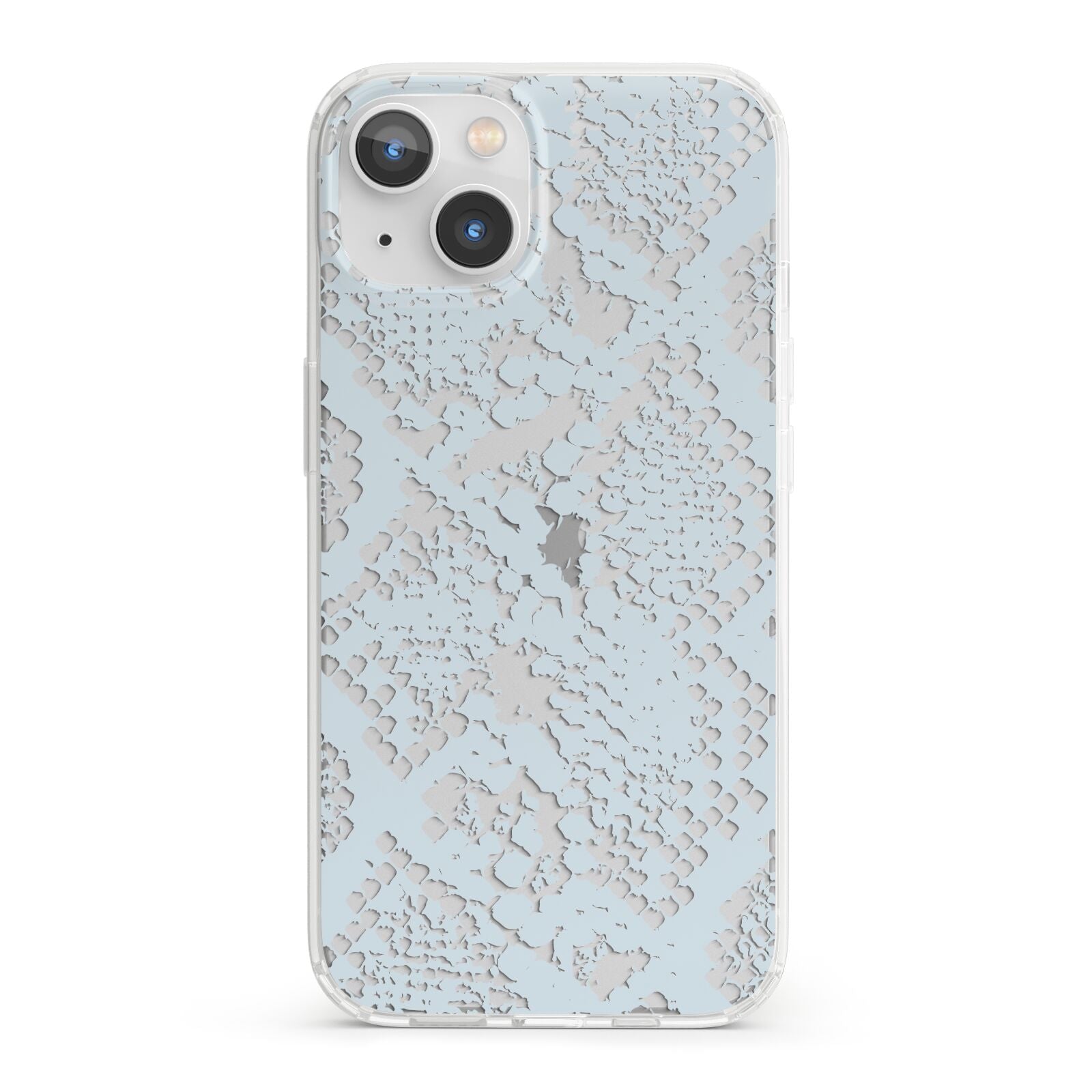 Sky Blue Snakeskin iPhone 13 Clear Bumper Case