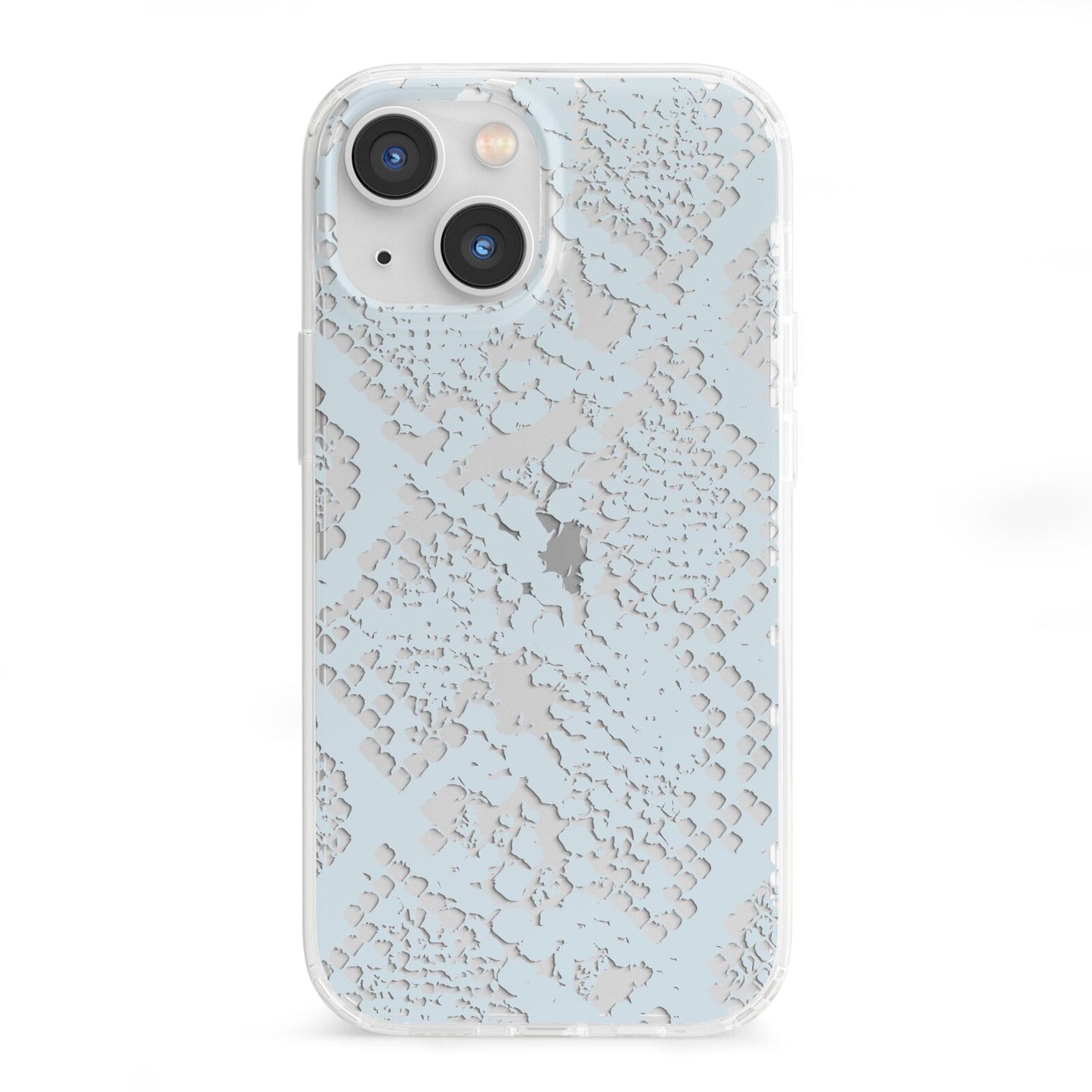 Sky Blue Snakeskin iPhone 13 Mini Clear Bumper Case