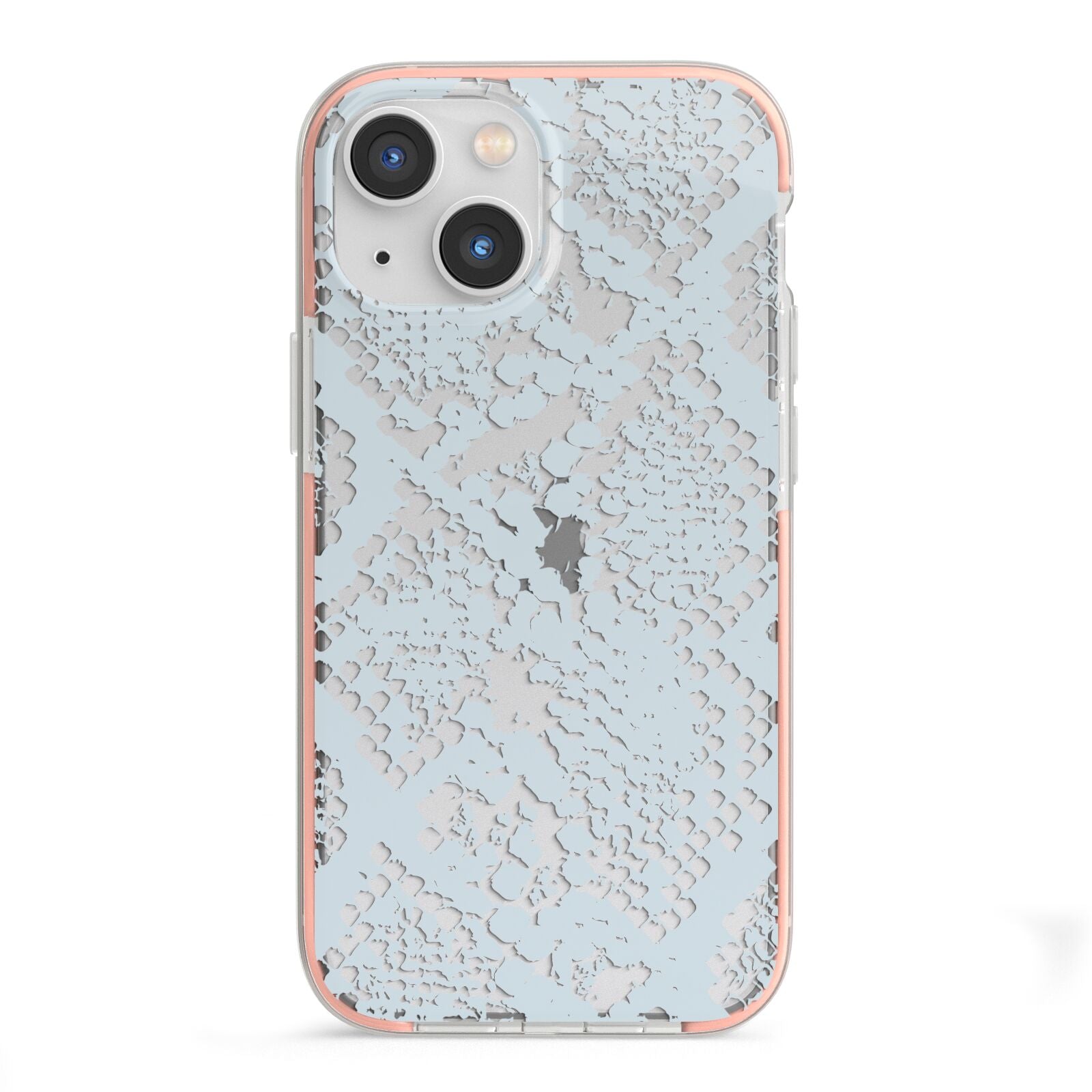 Sky Blue Snakeskin iPhone 13 Mini TPU Impact Case with Pink Edges