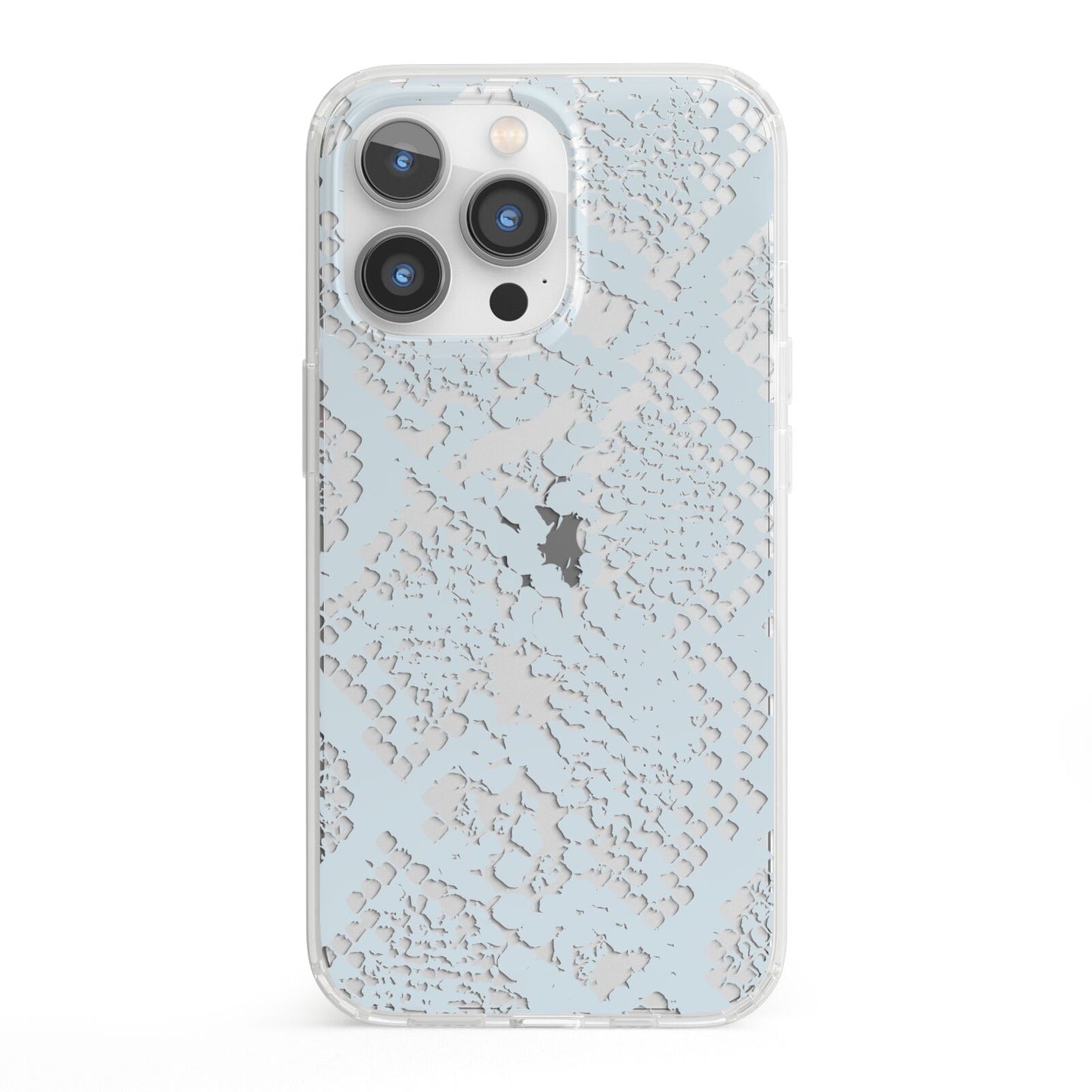 Sky Blue Snakeskin iPhone 13 Pro Clear Bumper Case