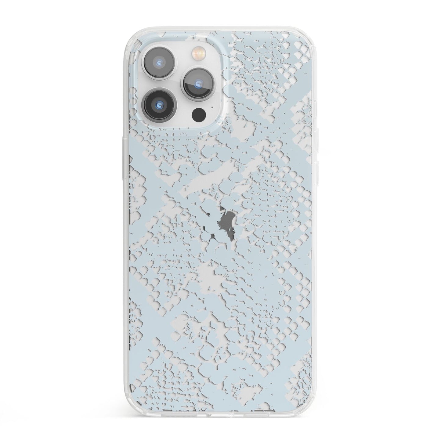 Sky Blue Snakeskin iPhone 13 Pro Max Clear Bumper Case