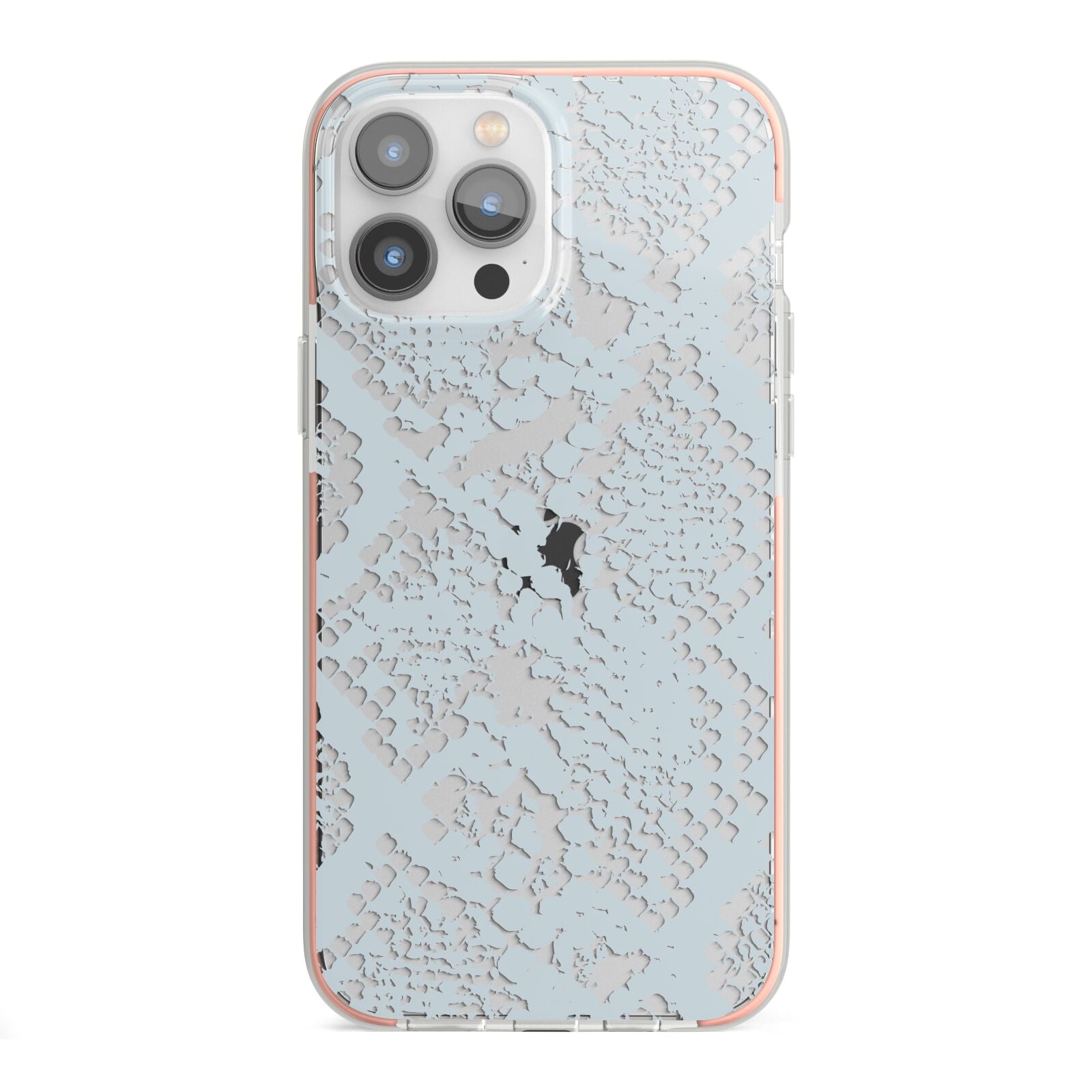 Sky Blue Snakeskin iPhone 13 Pro Max TPU Impact Case with Pink Edges