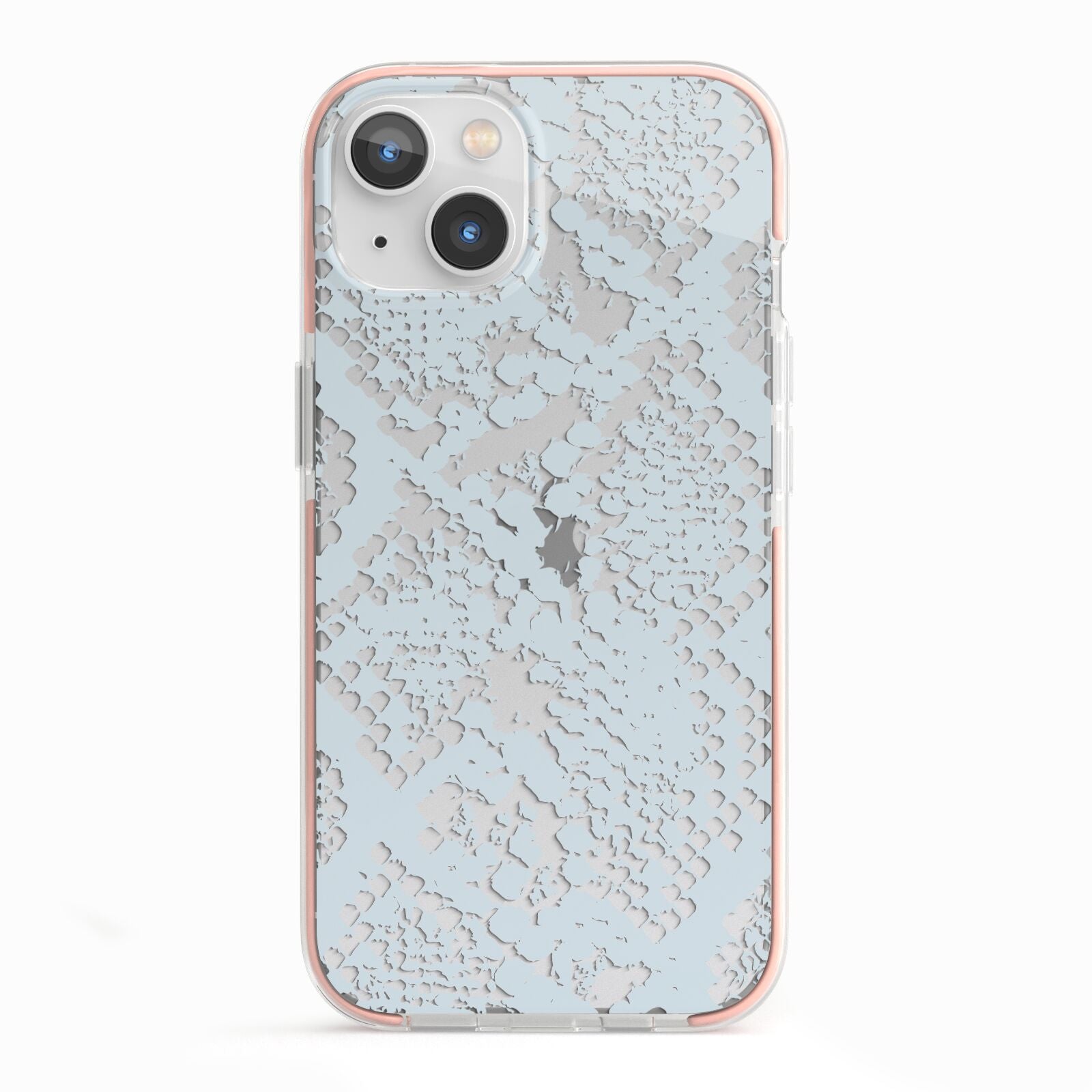 Sky Blue Snakeskin iPhone 13 TPU Impact Case with Pink Edges