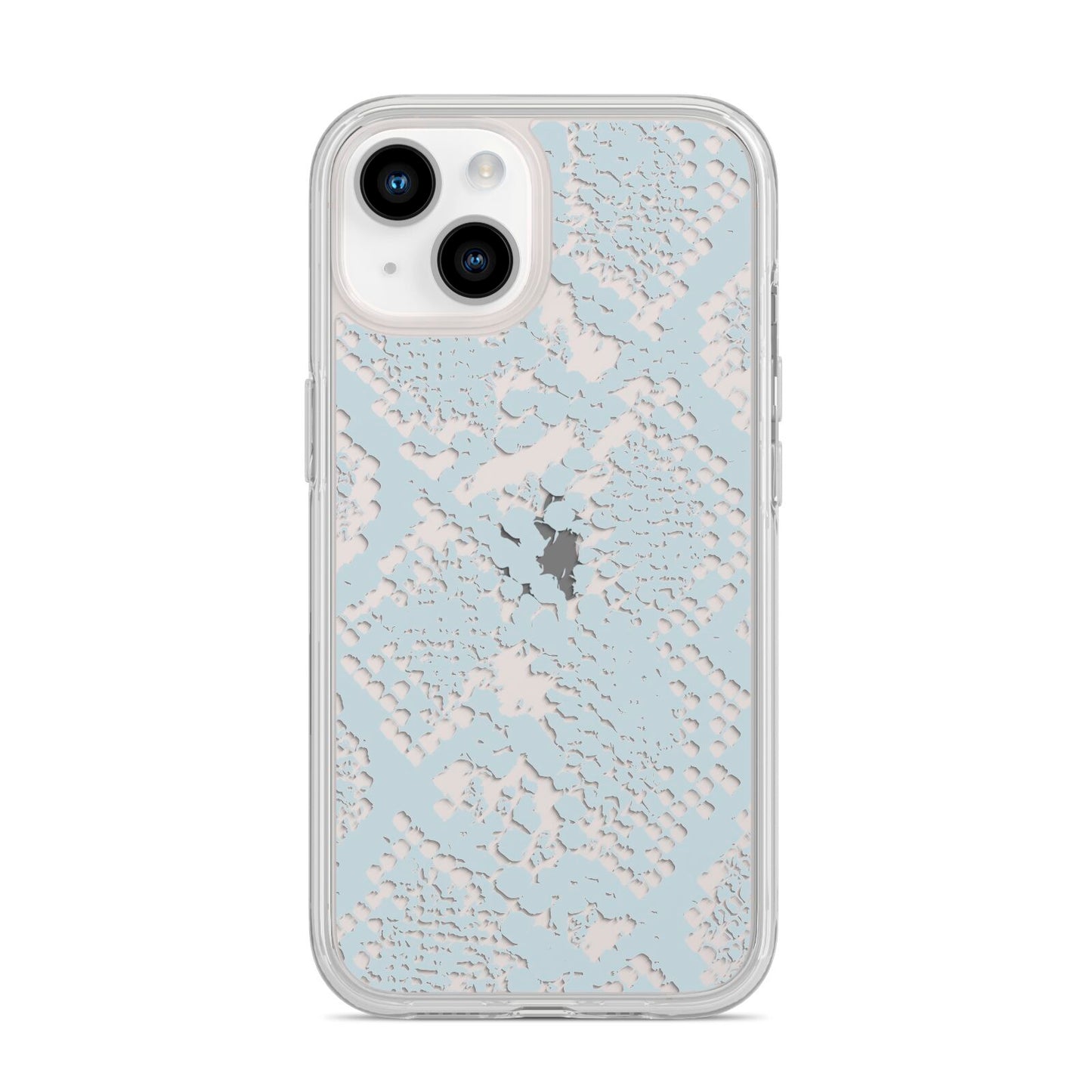 Sky Blue Snakeskin iPhone 14 Clear Tough Case Starlight