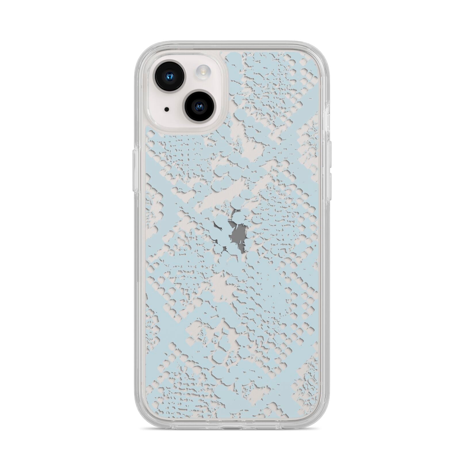 Sky Blue Snakeskin iPhone 14 Plus Clear Tough Case Starlight