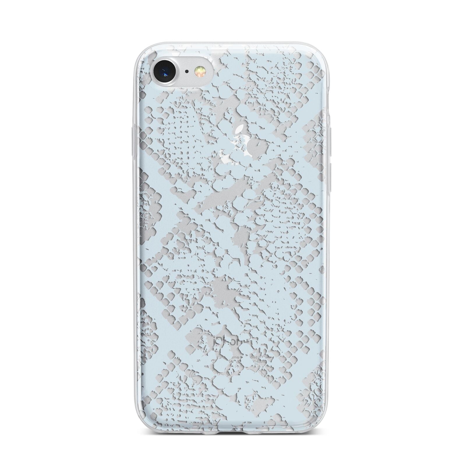 Sky Blue Snakeskin iPhone 7 Bumper Case on Silver iPhone