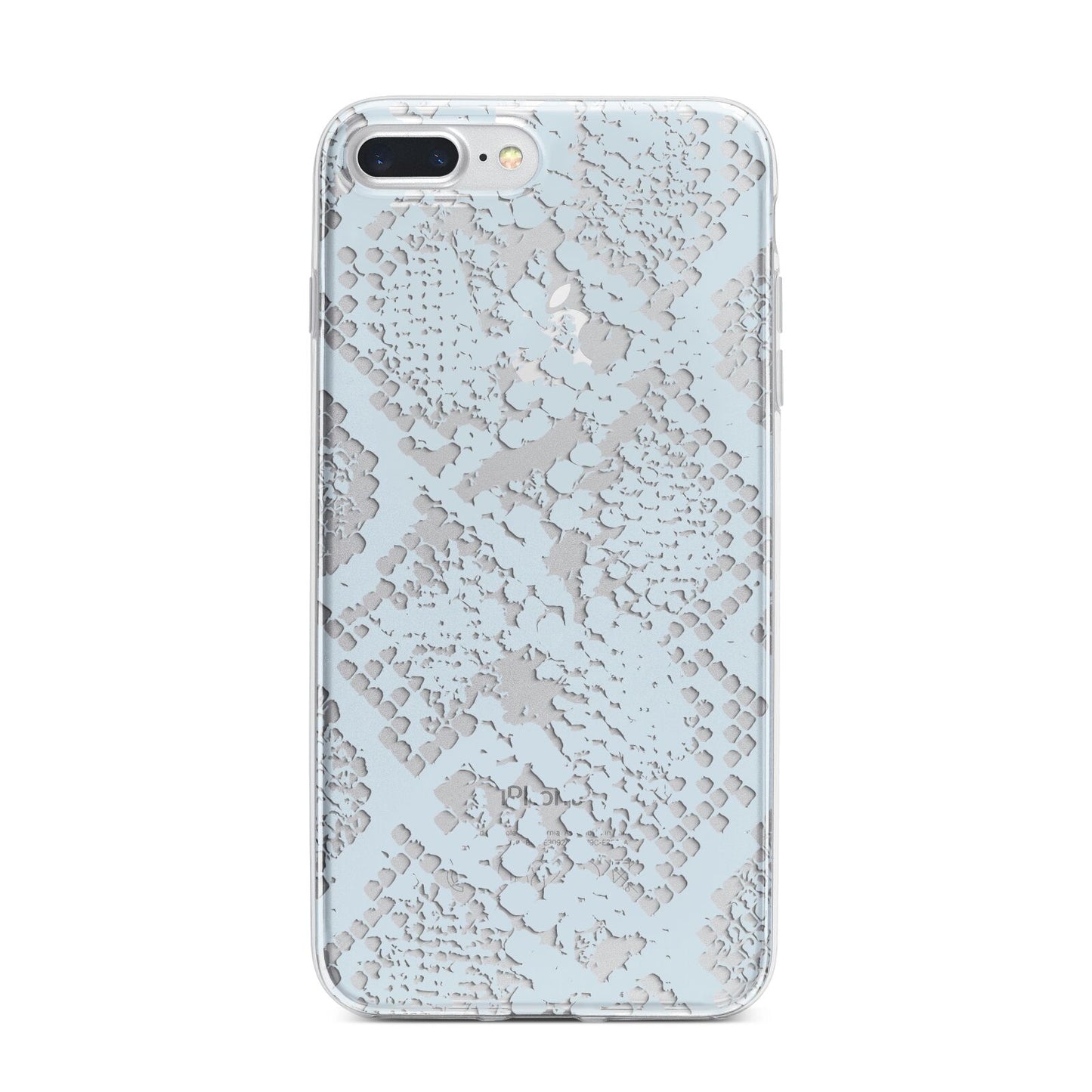 Sky Blue Snakeskin iPhone 7 Plus Bumper Case on Silver iPhone