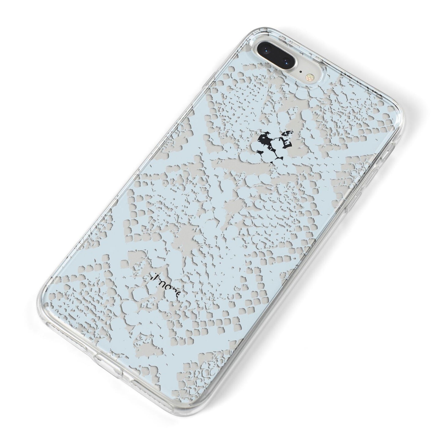 Sky Blue Snakeskin iPhone 8 Plus Bumper Case on Silver iPhone Alternative Image