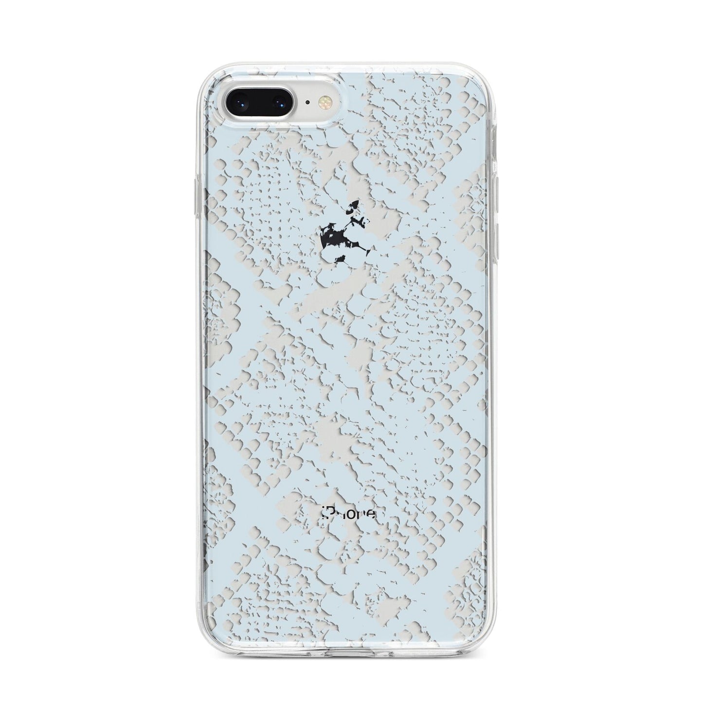 Sky Blue Snakeskin iPhone 8 Plus Bumper Case on Silver iPhone