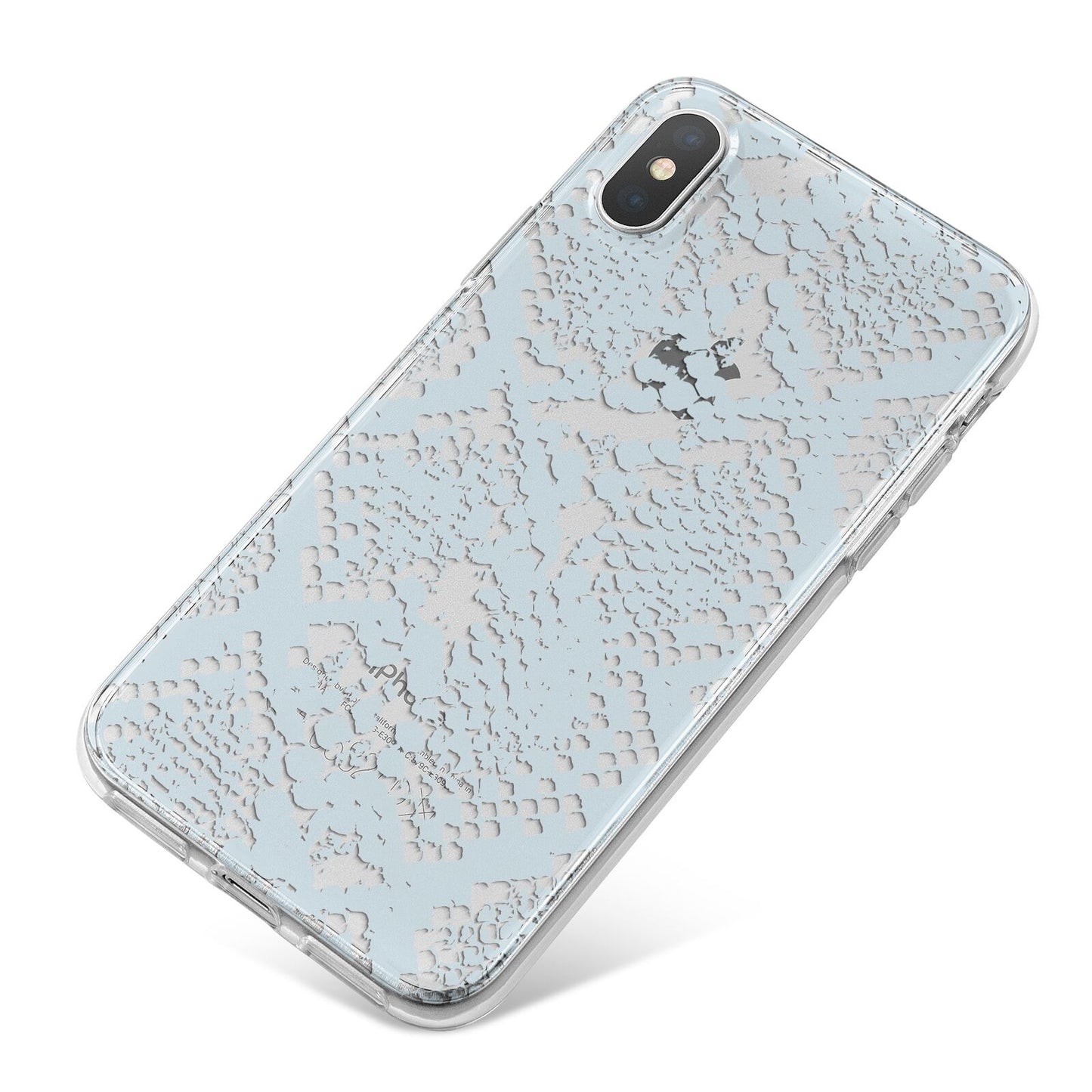 Sky Blue Snakeskin iPhone X Bumper Case on Silver iPhone