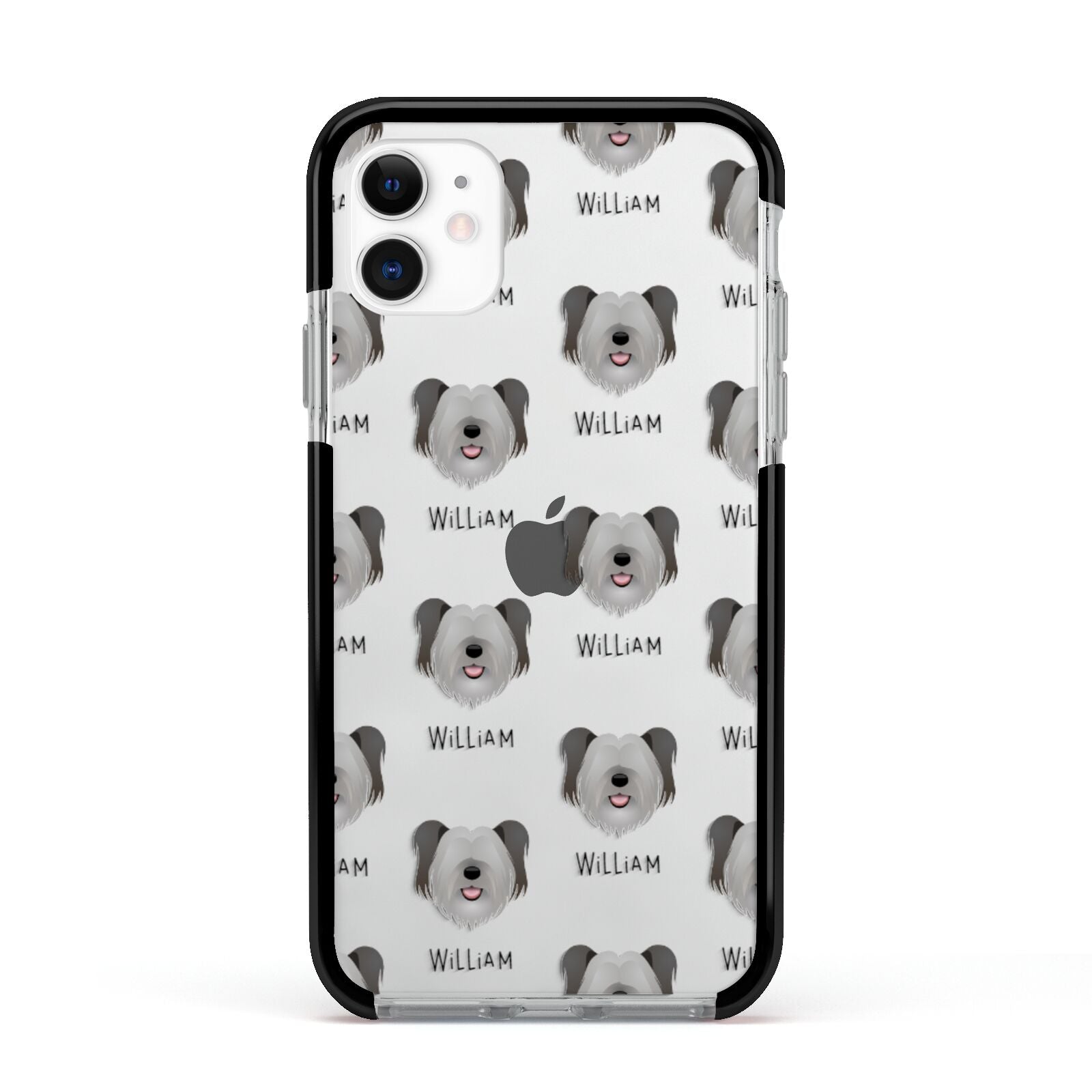 Skye Terrier Icon with Name Apple iPhone 11 in White with Black Impact Case