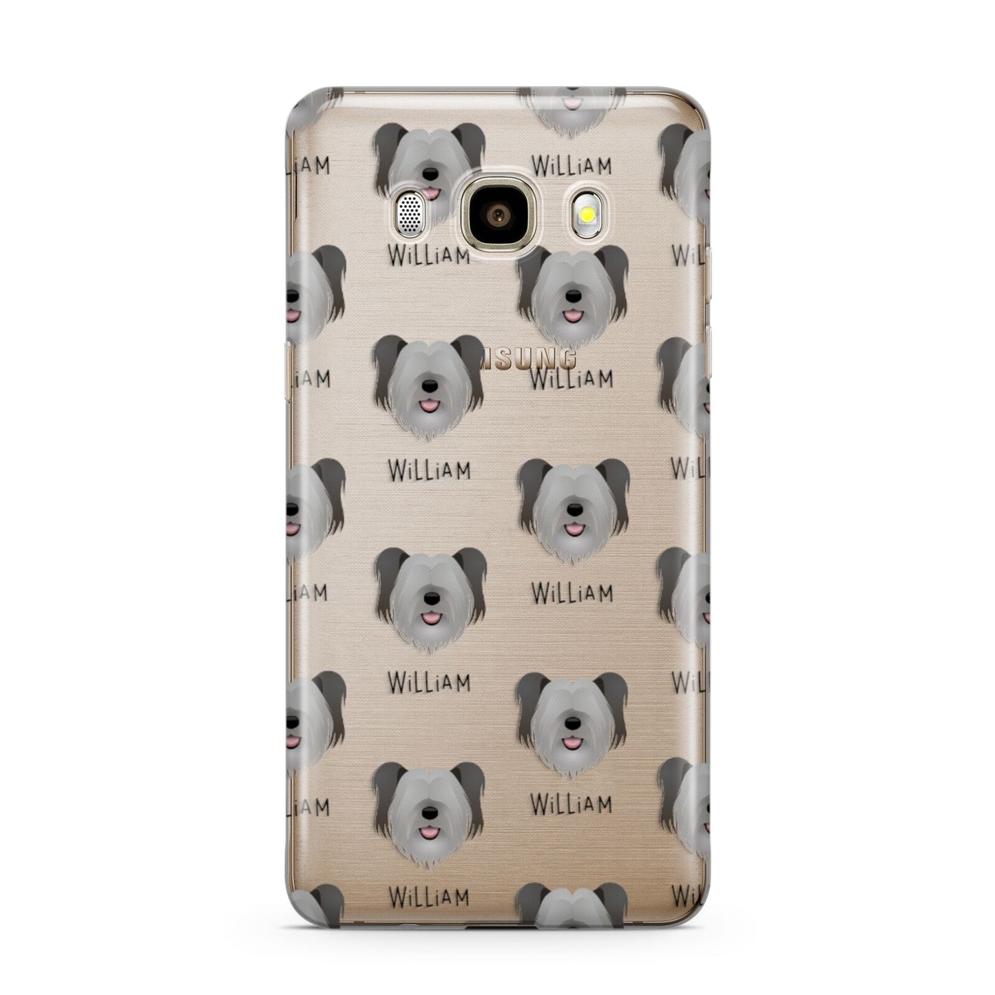 Skye Terrier Icon with Name Samsung Galaxy J7 2016 Case on gold phone