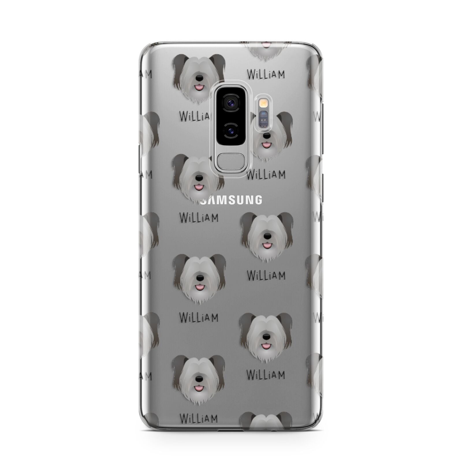 Skye Terrier Icon with Name Samsung Galaxy S9 Plus Case on Silver phone