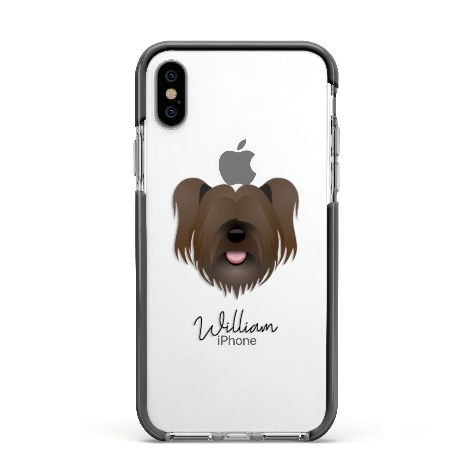 Skye Terrier Personalised Apple iPhone Xs Impact Case Black Edge on Silver Phone