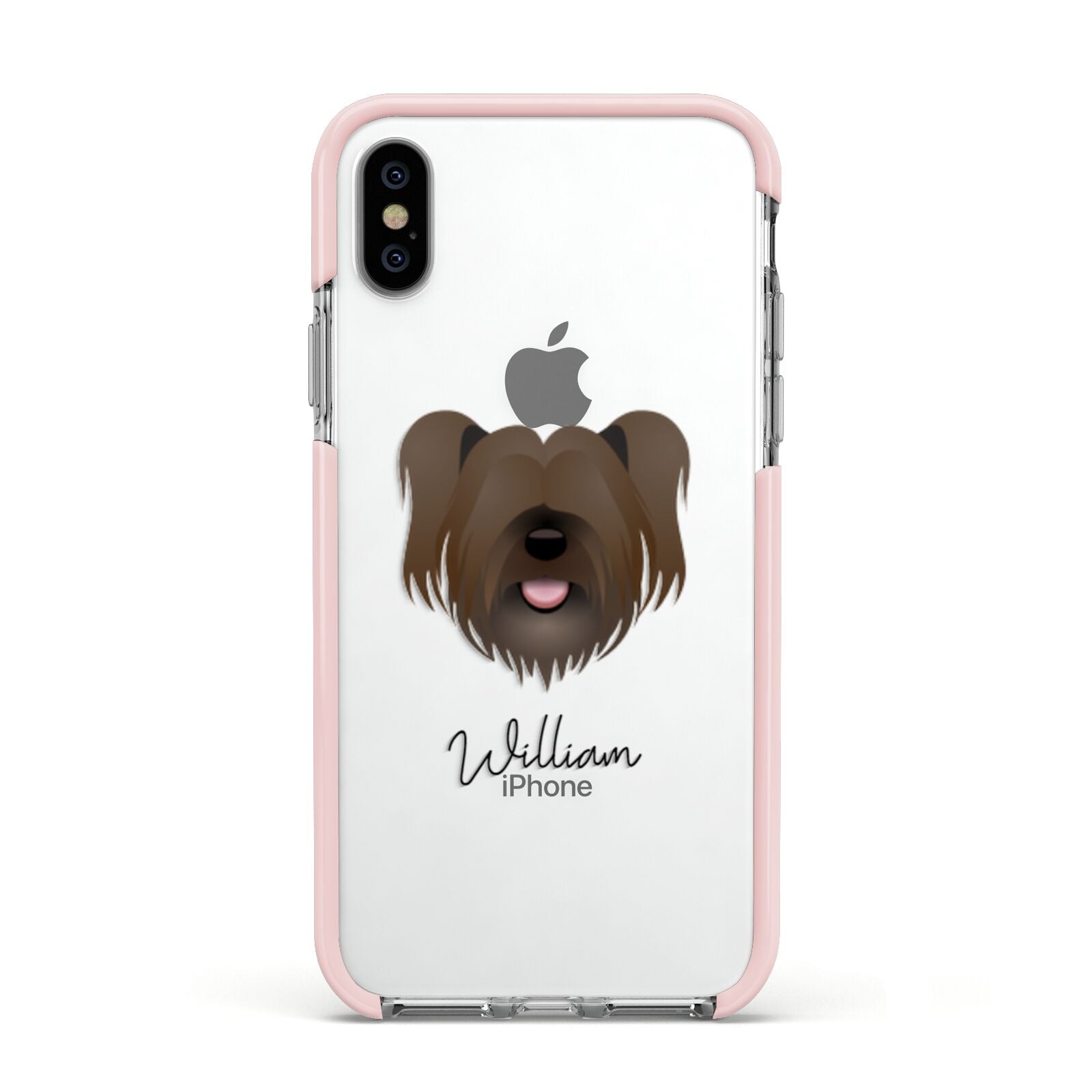 Skye Terrier Personalised Apple iPhone Xs Impact Case Pink Edge on Silver Phone