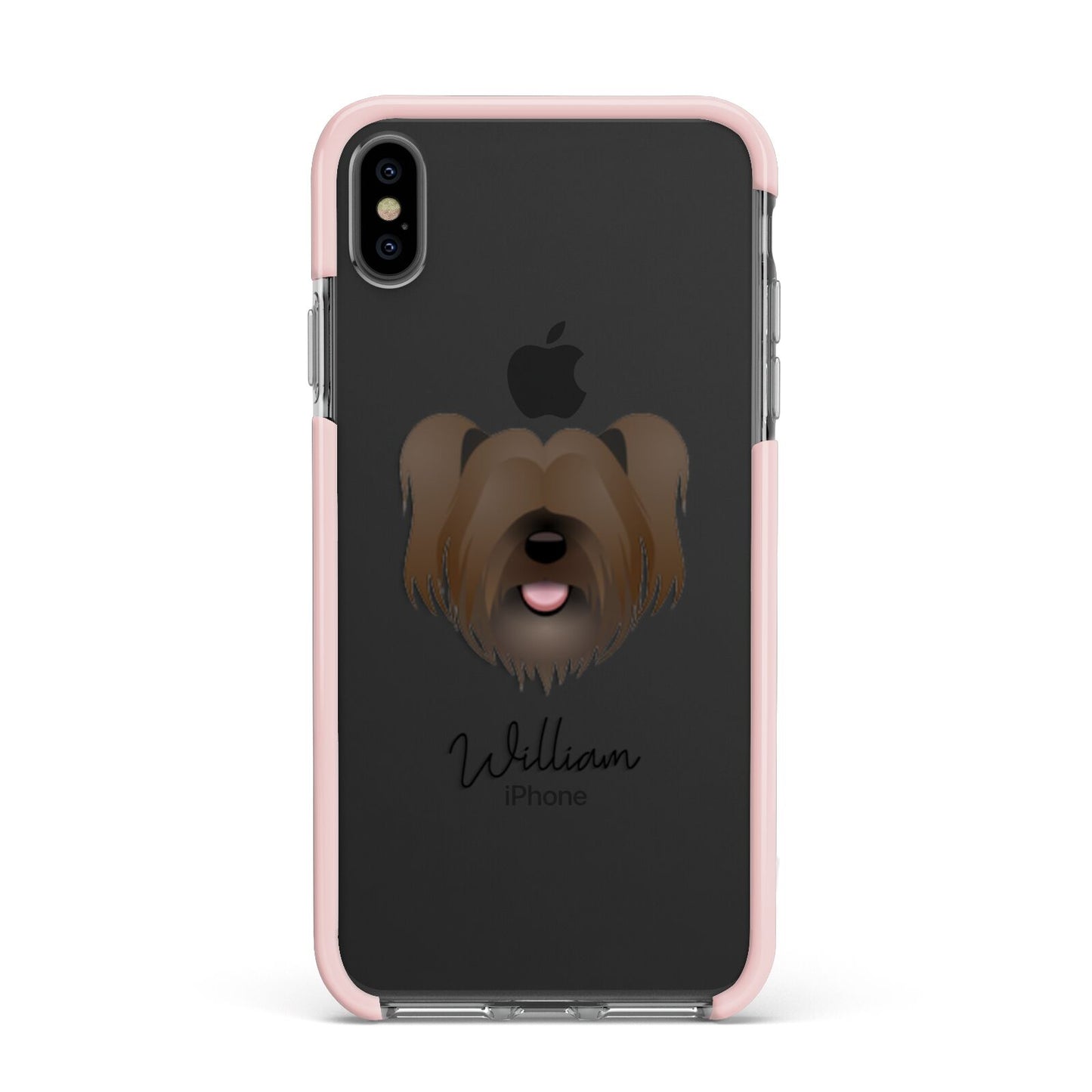 Skye Terrier Personalised Apple iPhone Xs Max Impact Case Pink Edge on Black Phone