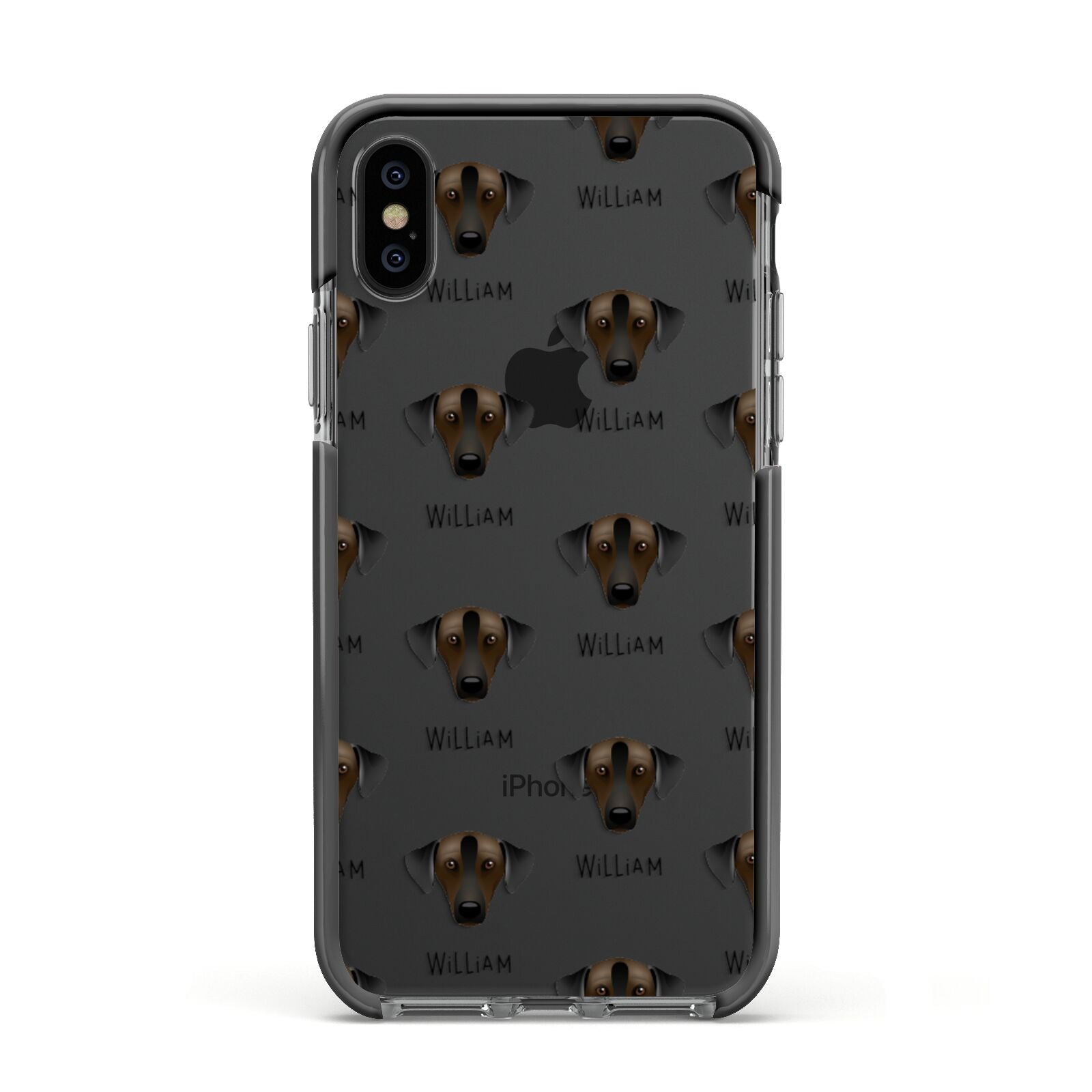 Sloughi Icon with Name Apple iPhone Xs Impact Case Black Edge on Black Phone