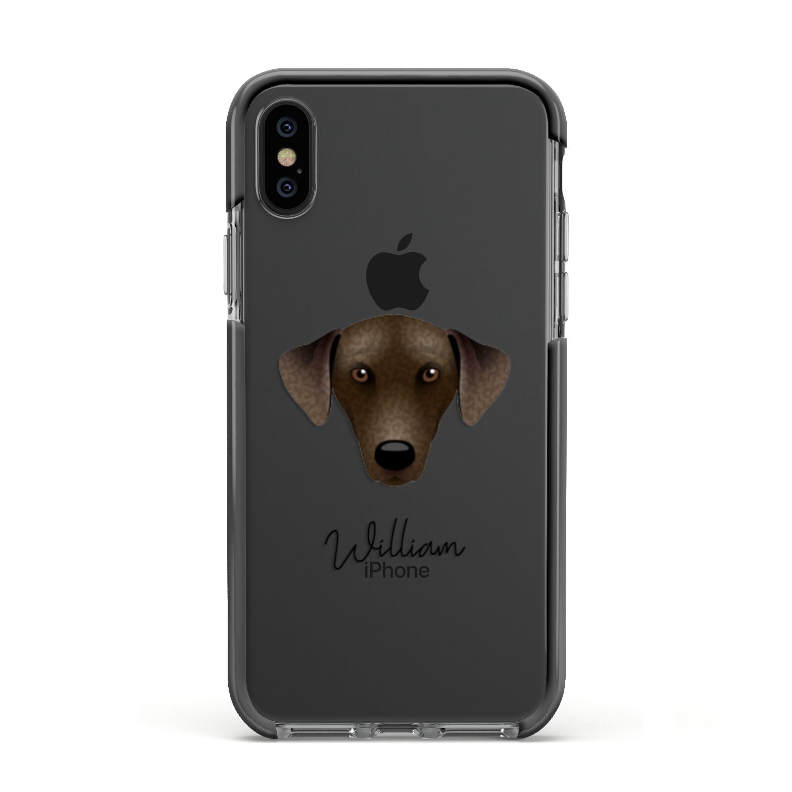 Sloughi Personalised Apple iPhone Xs Impact Case Black Edge on Black Phone