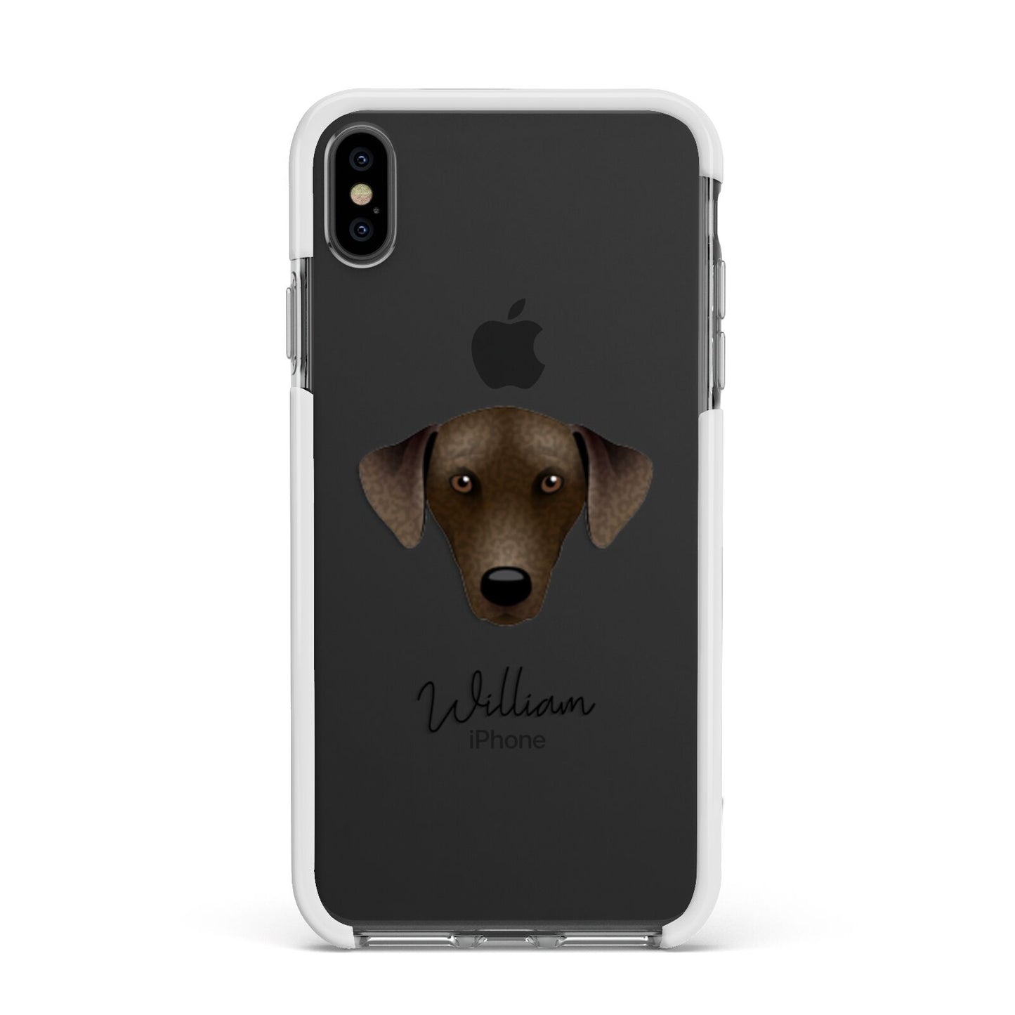 Sloughi Personalised Apple iPhone Xs Max Impact Case White Edge on Black Phone