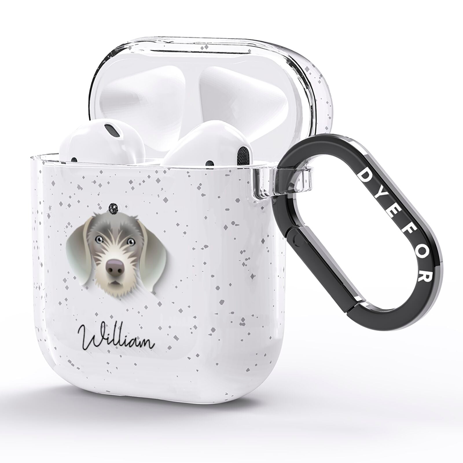 Slovakian Rough Haired Pointer Personalised AirPods Glitter Case Side Image