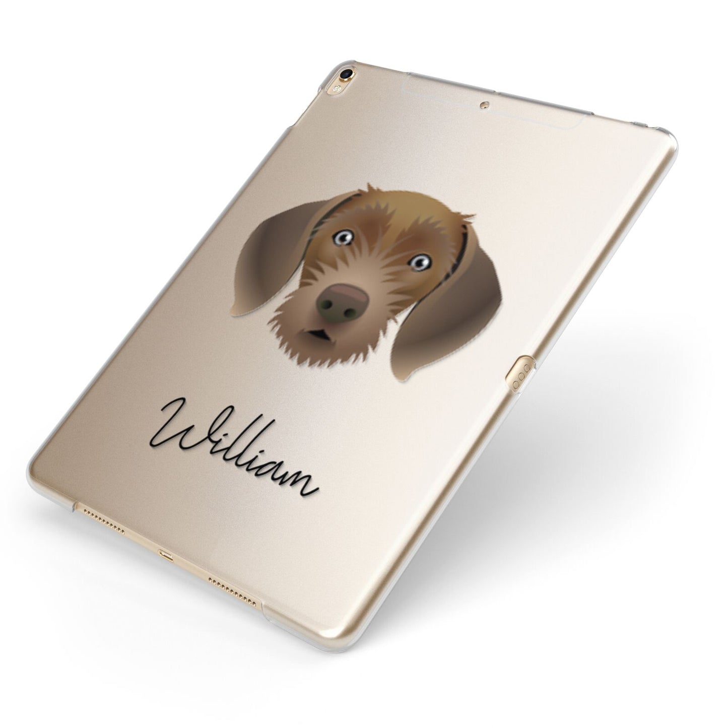Slovakian Rough Haired Pointer Personalised Apple iPad Case on Gold iPad Side View