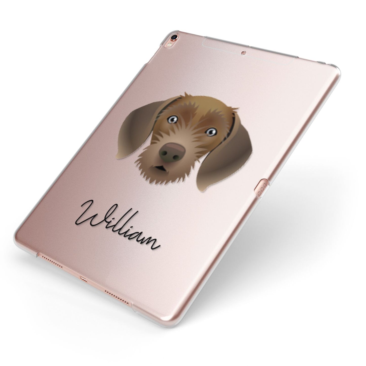 Slovakian Rough Haired Pointer Personalised Apple iPad Case on Rose Gold iPad Side View