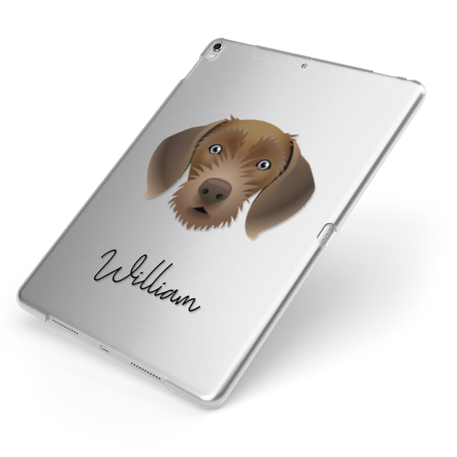 Slovakian Rough Haired Pointer Personalised Apple iPad Case on Silver iPad Side View