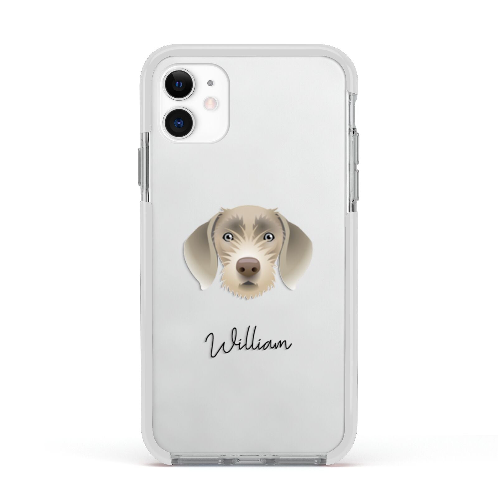 Slovakian Rough Haired Pointer Personalised Apple iPhone 11 in White with White Impact Case