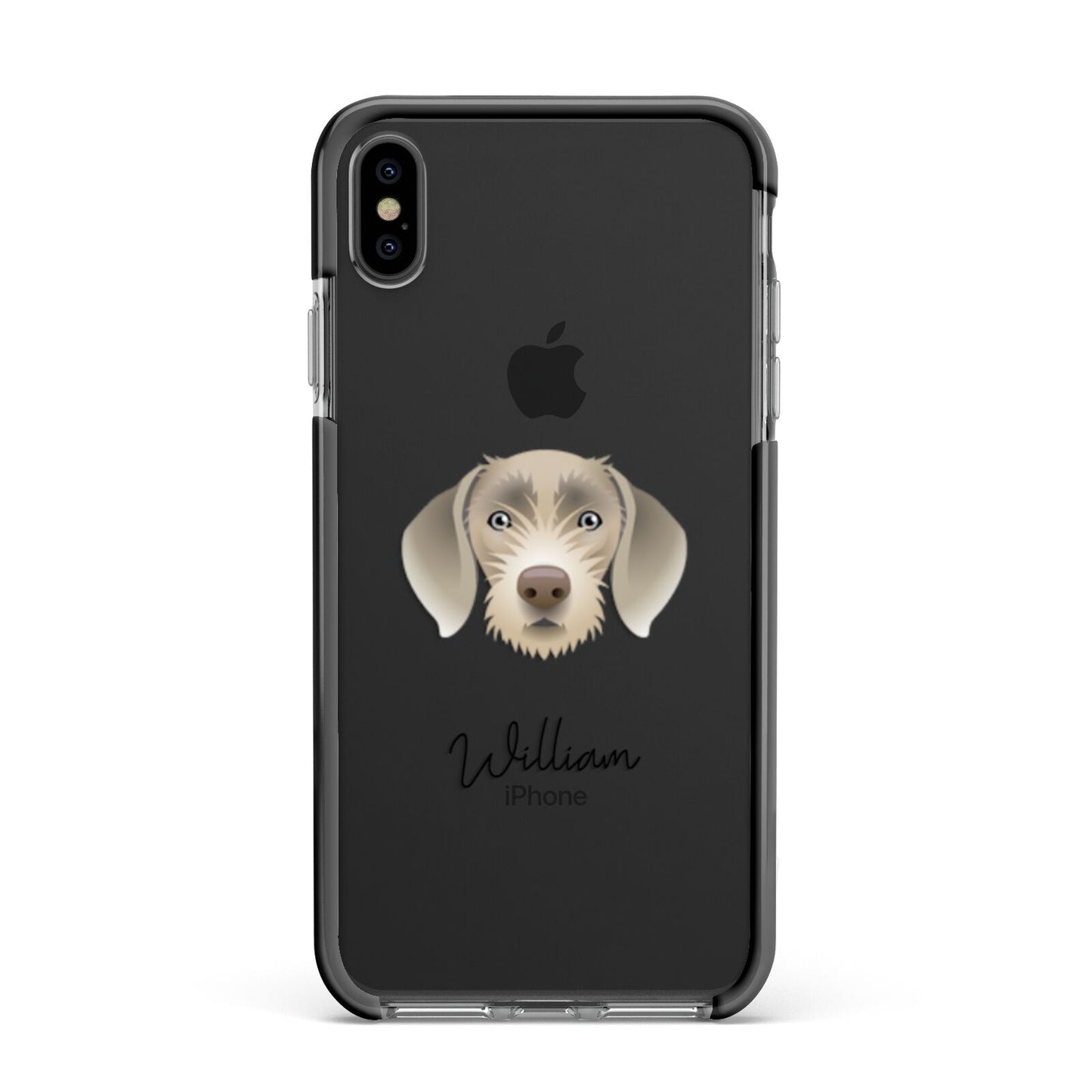 Slovakian Rough Haired Pointer Personalised Apple iPhone Xs Max Impact Case Black Edge on Black Phone