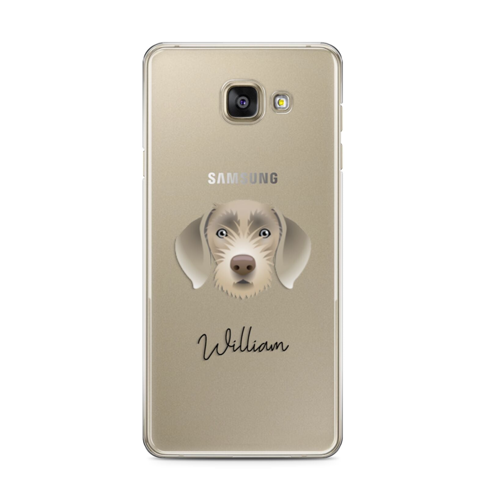 Slovakian Rough Haired Pointer Personalised Samsung Galaxy A3 2016 Case on gold phone
