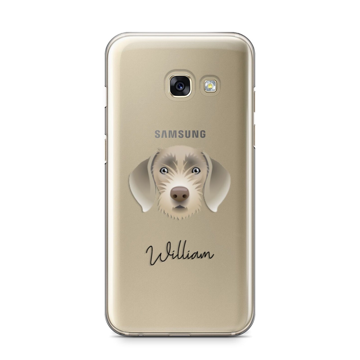 Slovakian Rough Haired Pointer Personalised Samsung Galaxy A3 2017 Case on gold phone