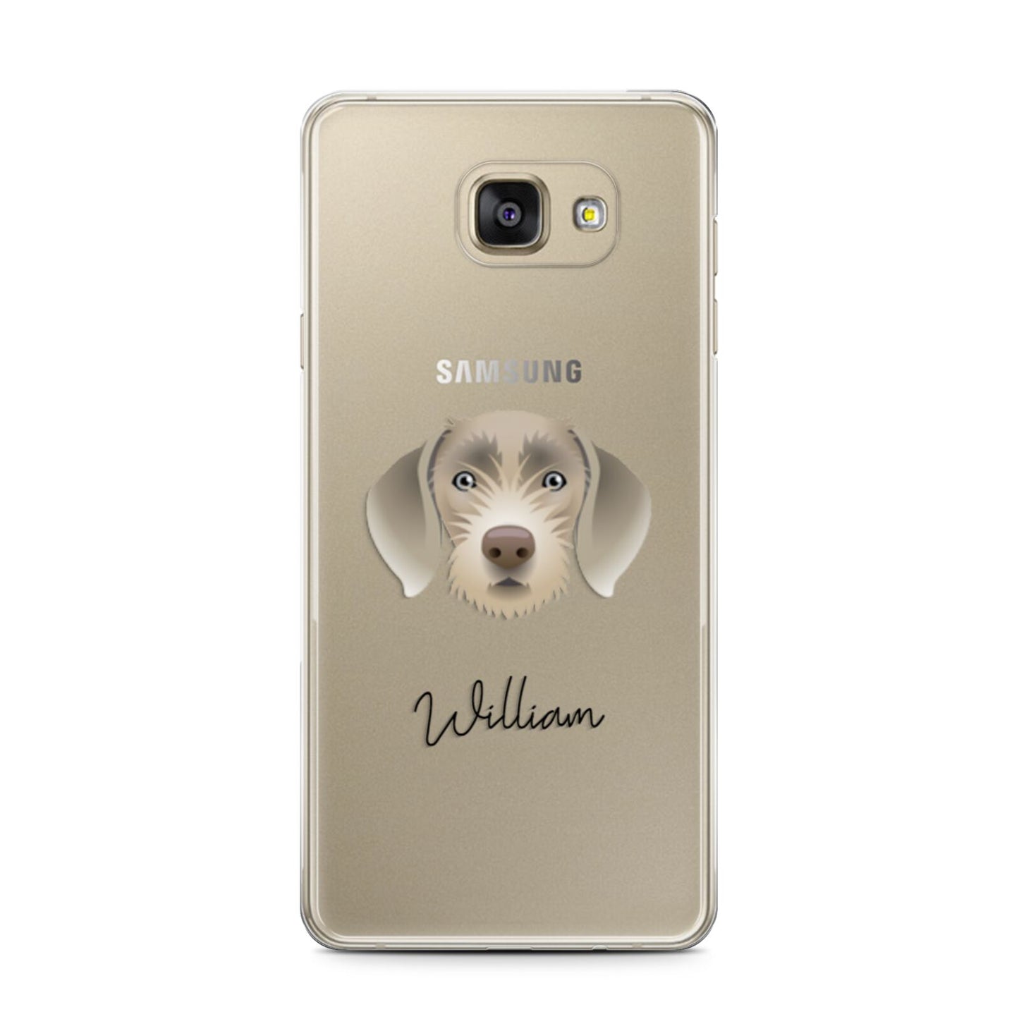 Slovakian Rough Haired Pointer Personalised Samsung Galaxy A7 2016 Case on gold phone