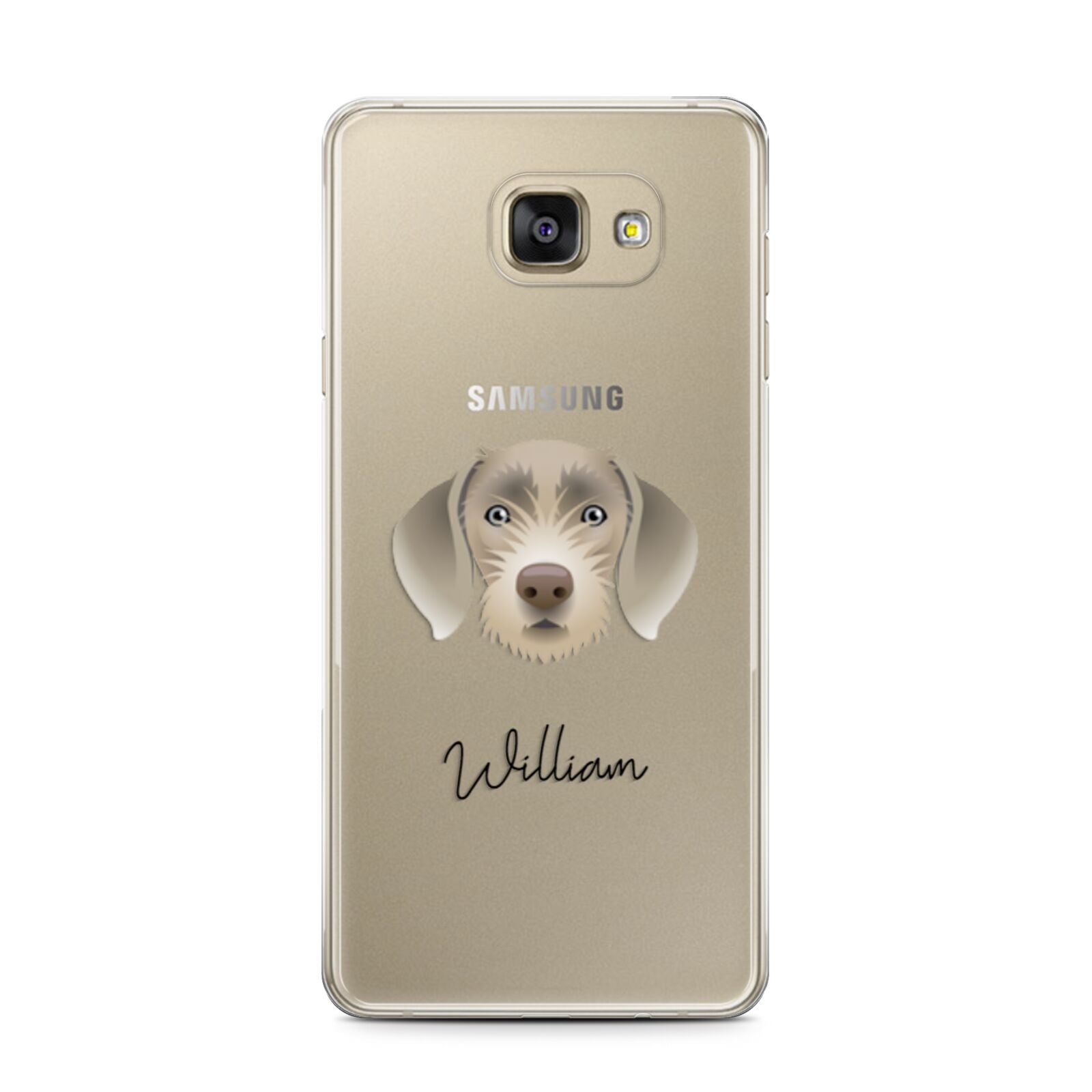 Slovakian Rough Haired Pointer Personalised Samsung Galaxy A7 2016 Case on gold phone