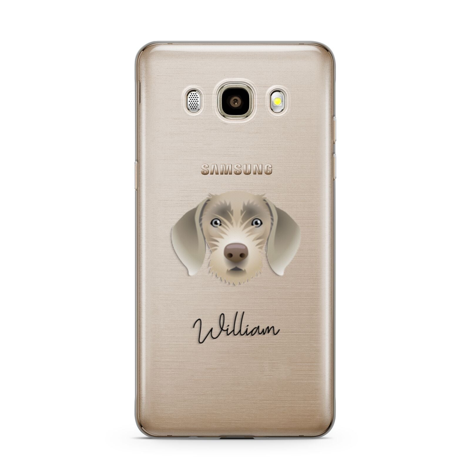 Slovakian Rough Haired Pointer Personalised Samsung Galaxy J7 2016 Case on gold phone