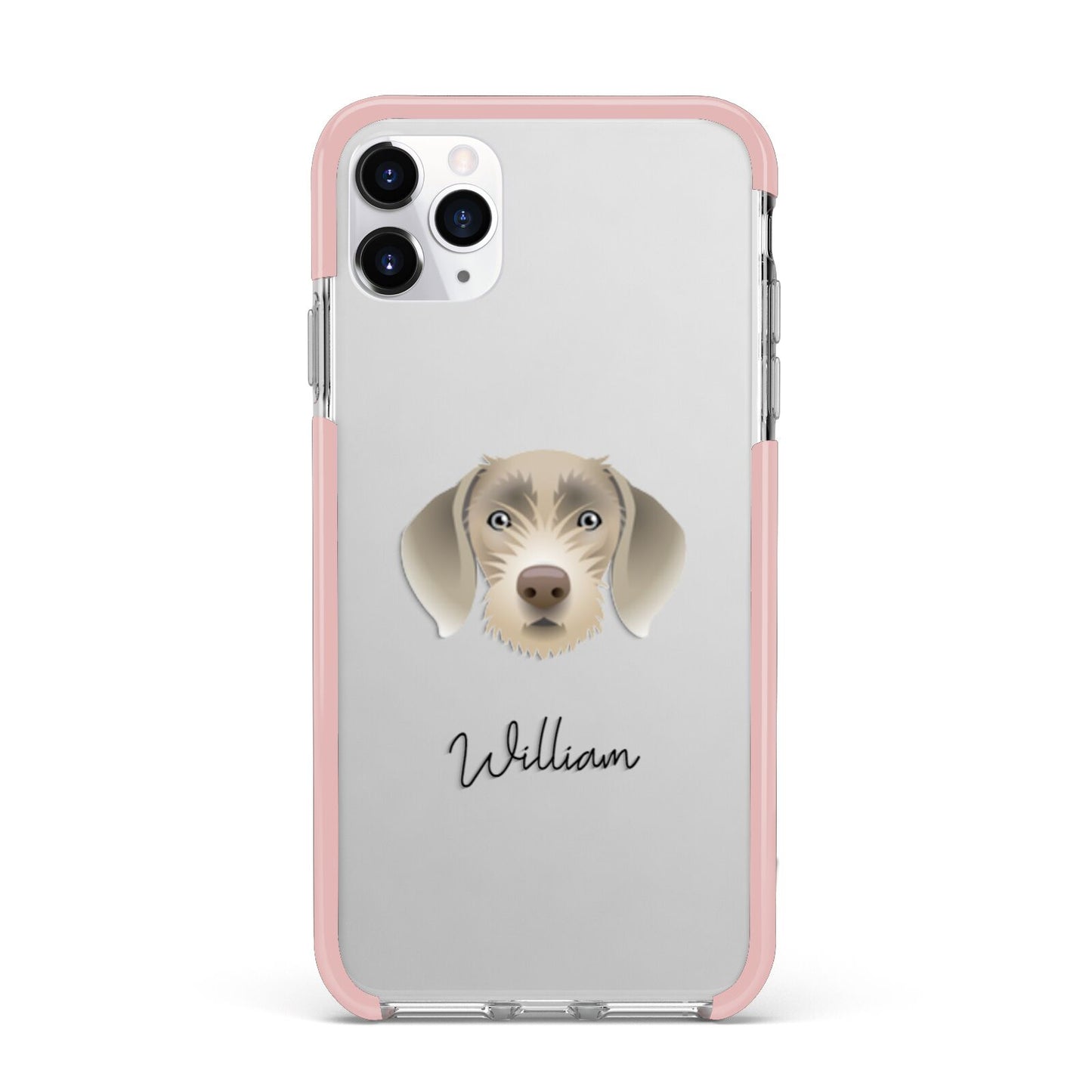 Slovakian Rough Haired Pointer Personalised iPhone 11 Pro Max Impact Pink Edge Case