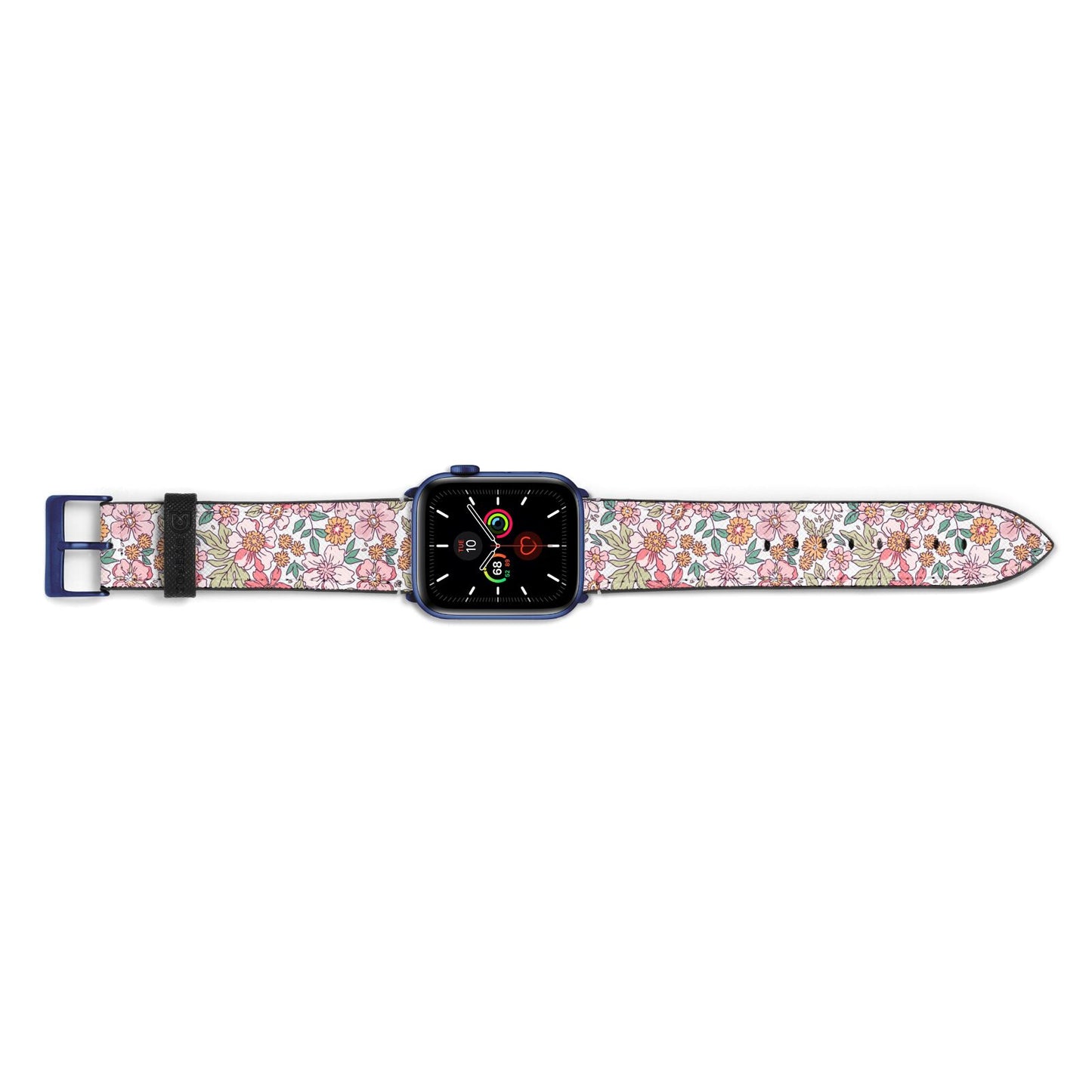 Small Floral Pattern Apple Watch Strap Landscape Image Blue Hardware