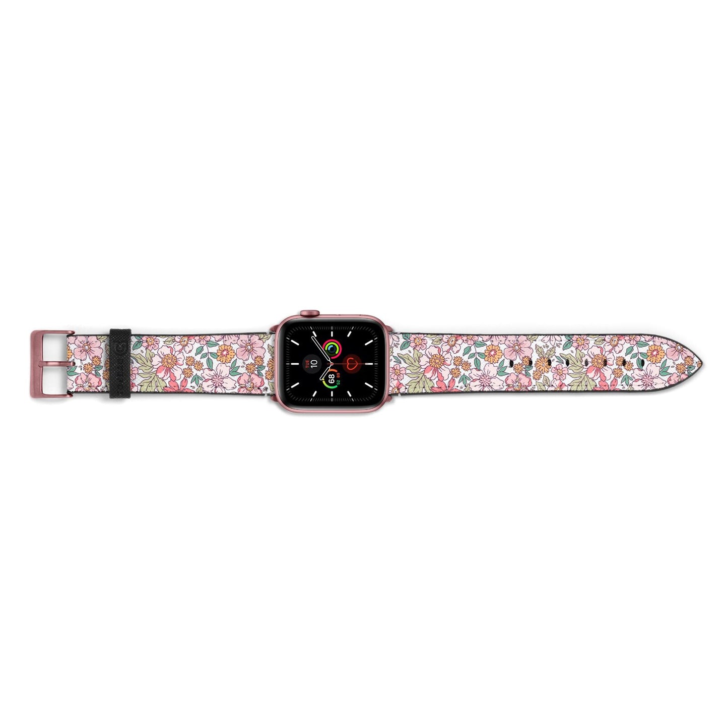 Small Floral Pattern Apple Watch Strap Landscape Image Rose Gold Hardware