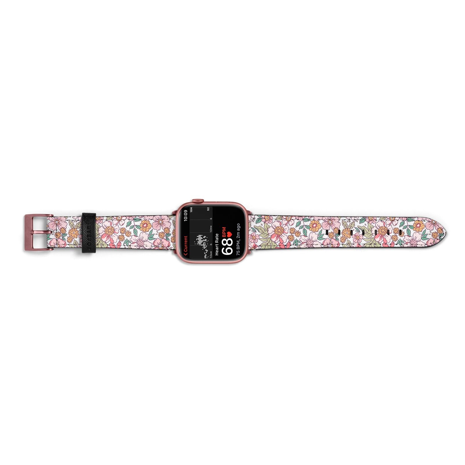 Small Floral Pattern Apple Watch Strap Size 38mm Landscape Image Rose Gold Hardware