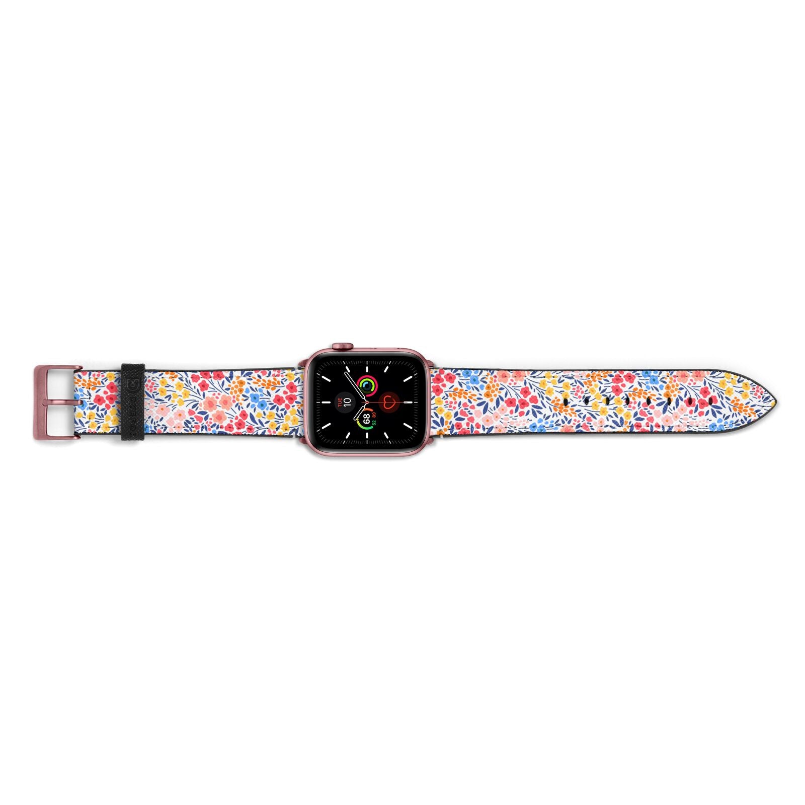 Small Flowers Apple Watch Strap Landscape Image Rose Gold Hardware