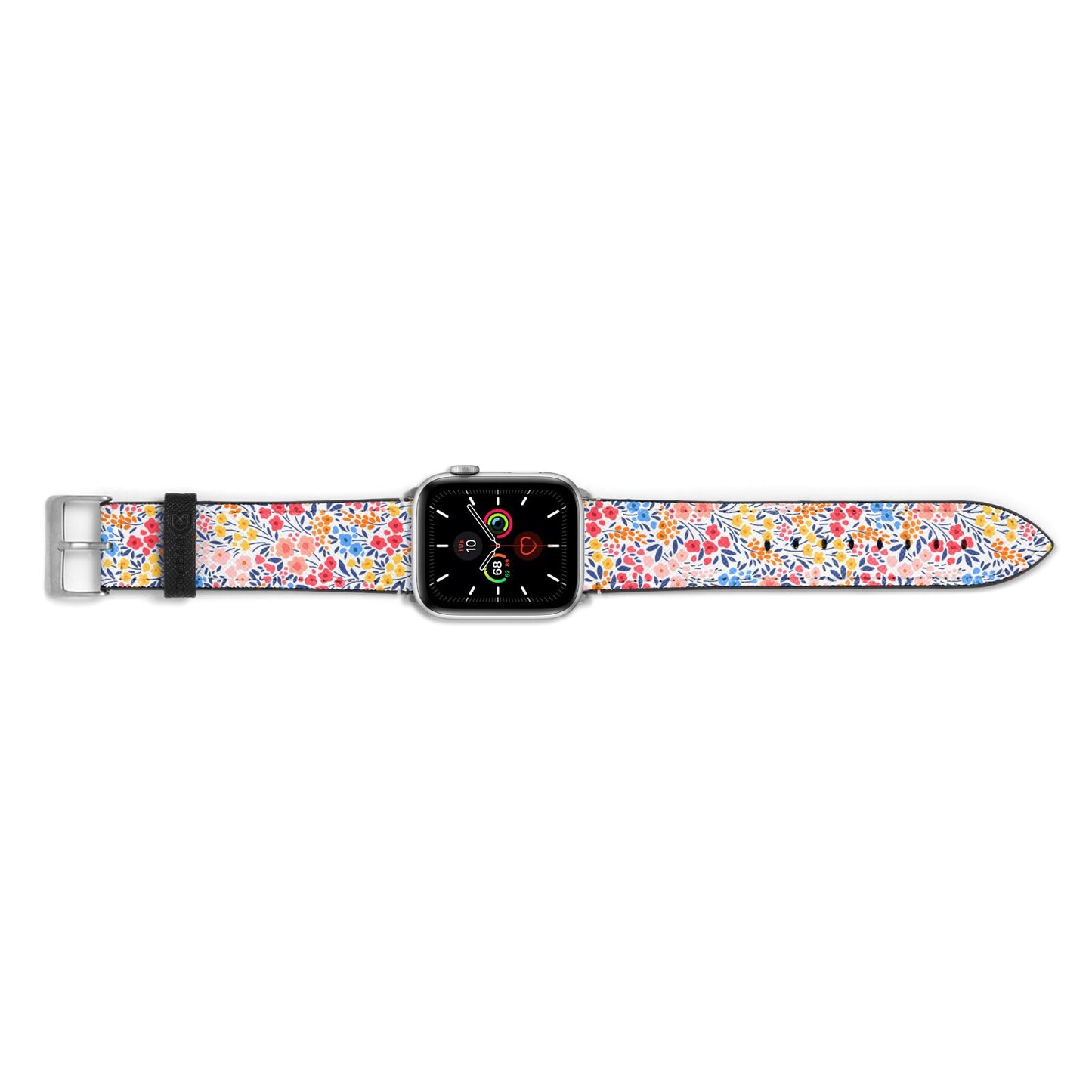 Small Flowers Apple Watch Strap Landscape Image Silver Hardware