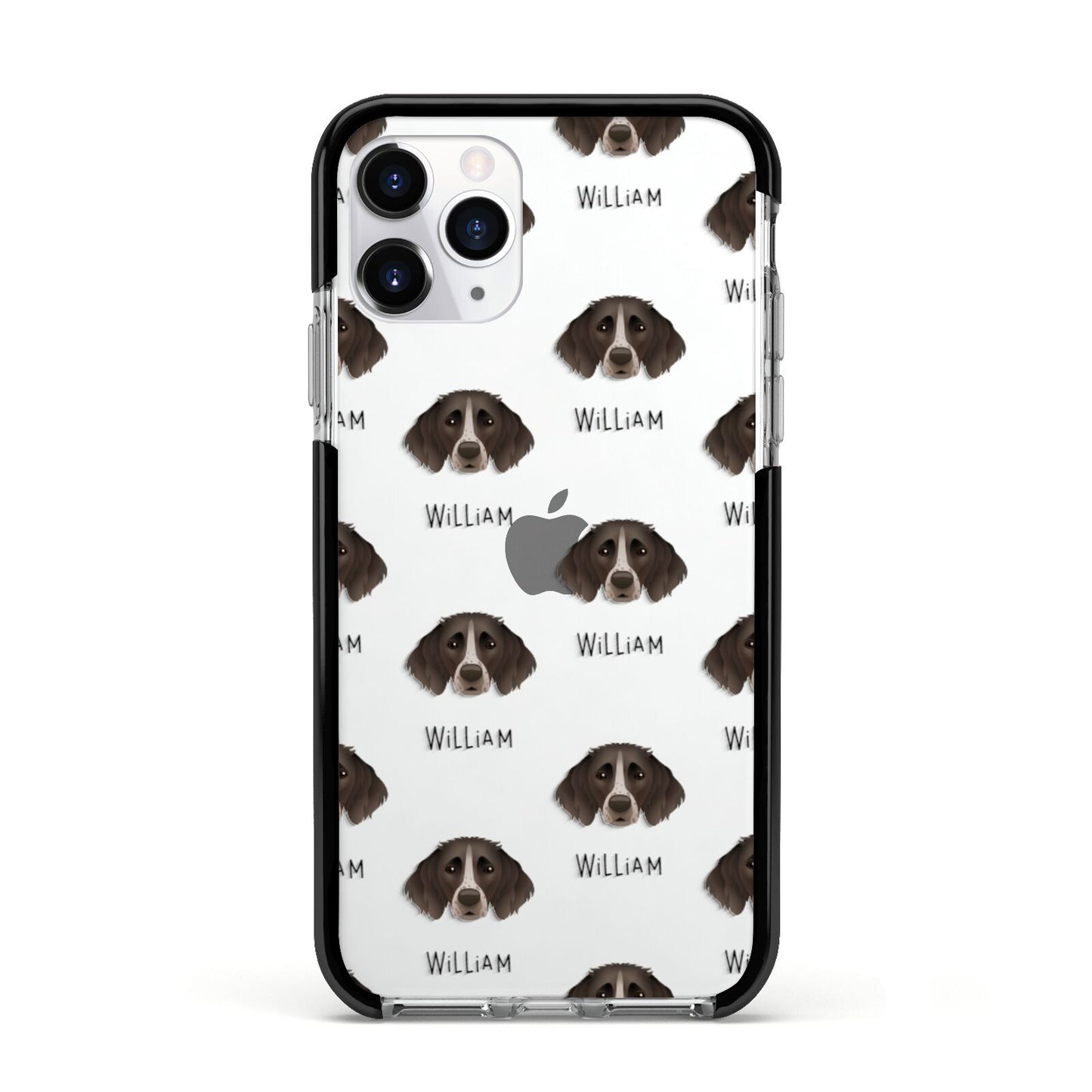 Small Munsterlander Icon with Name Apple iPhone 11 Pro in Silver with Black Impact Case