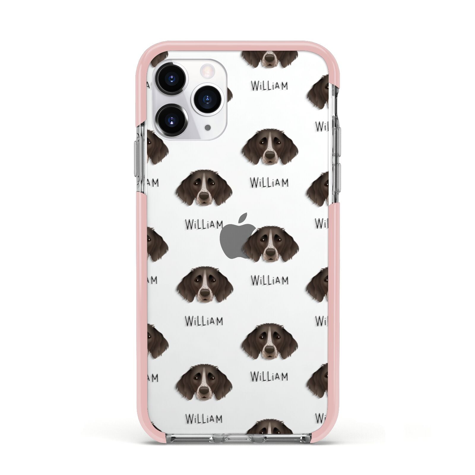 Small Munsterlander Icon with Name Apple iPhone 11 Pro in Silver with Pink Impact Case