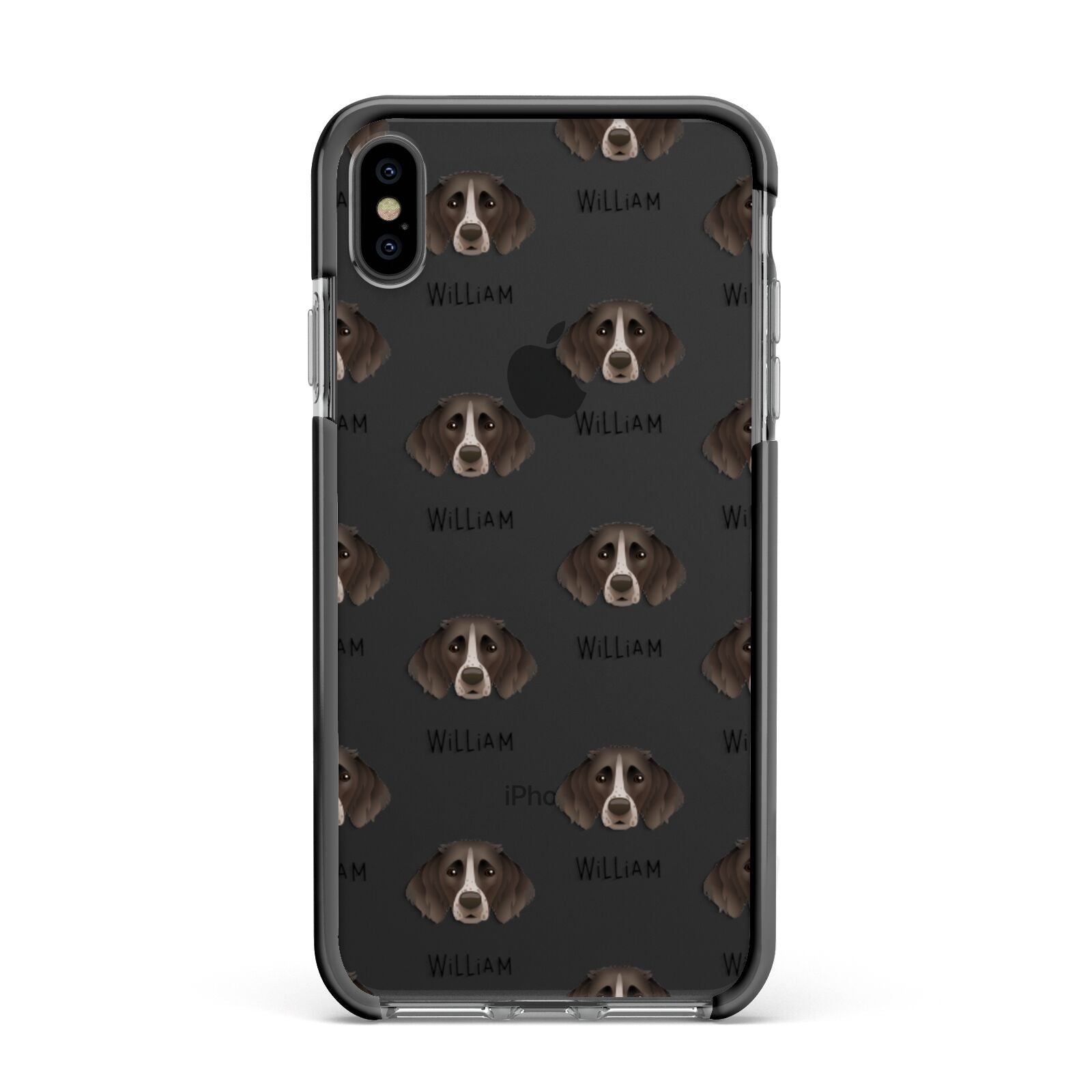 Small Munsterlander Icon with Name Apple iPhone Xs Max Impact Case Black Edge on Black Phone