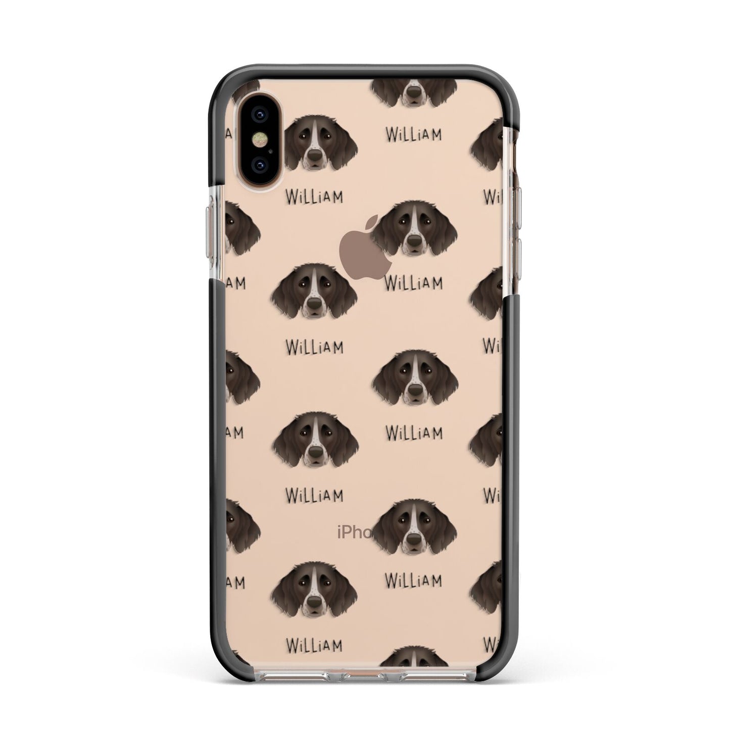 Small Munsterlander Icon with Name Apple iPhone Xs Max Impact Case Black Edge on Gold Phone